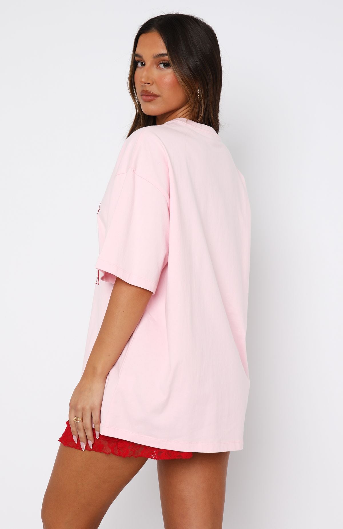 Pink Oversized Cotton T-Shirt with Graphic Print - Oh So Sweet Tee