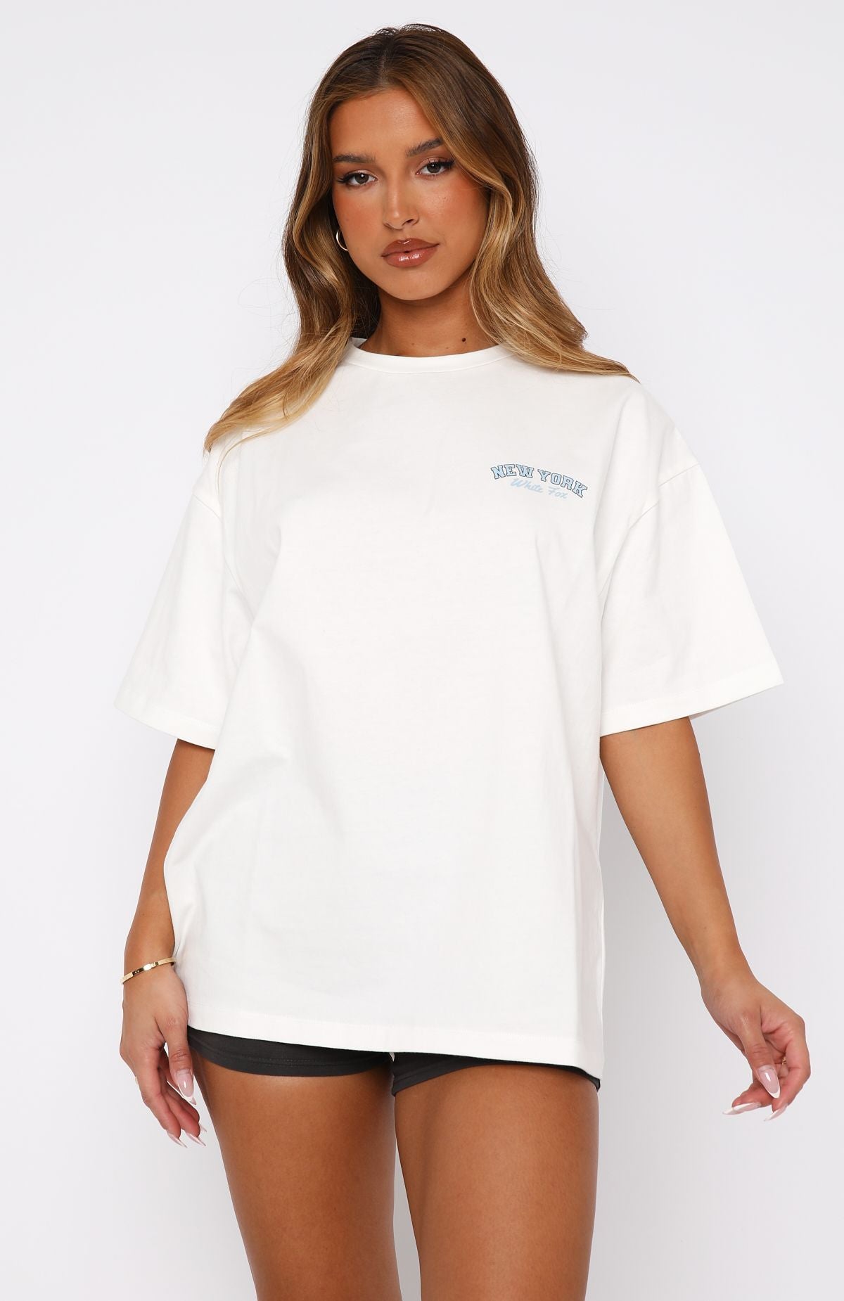 New York Oversized Cotton T-Shirt - White WF Logo Tee