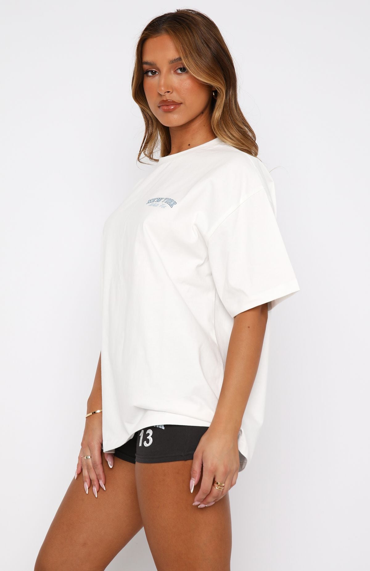 New York Oversized Cotton T-Shirt - White WF Logo Tee
