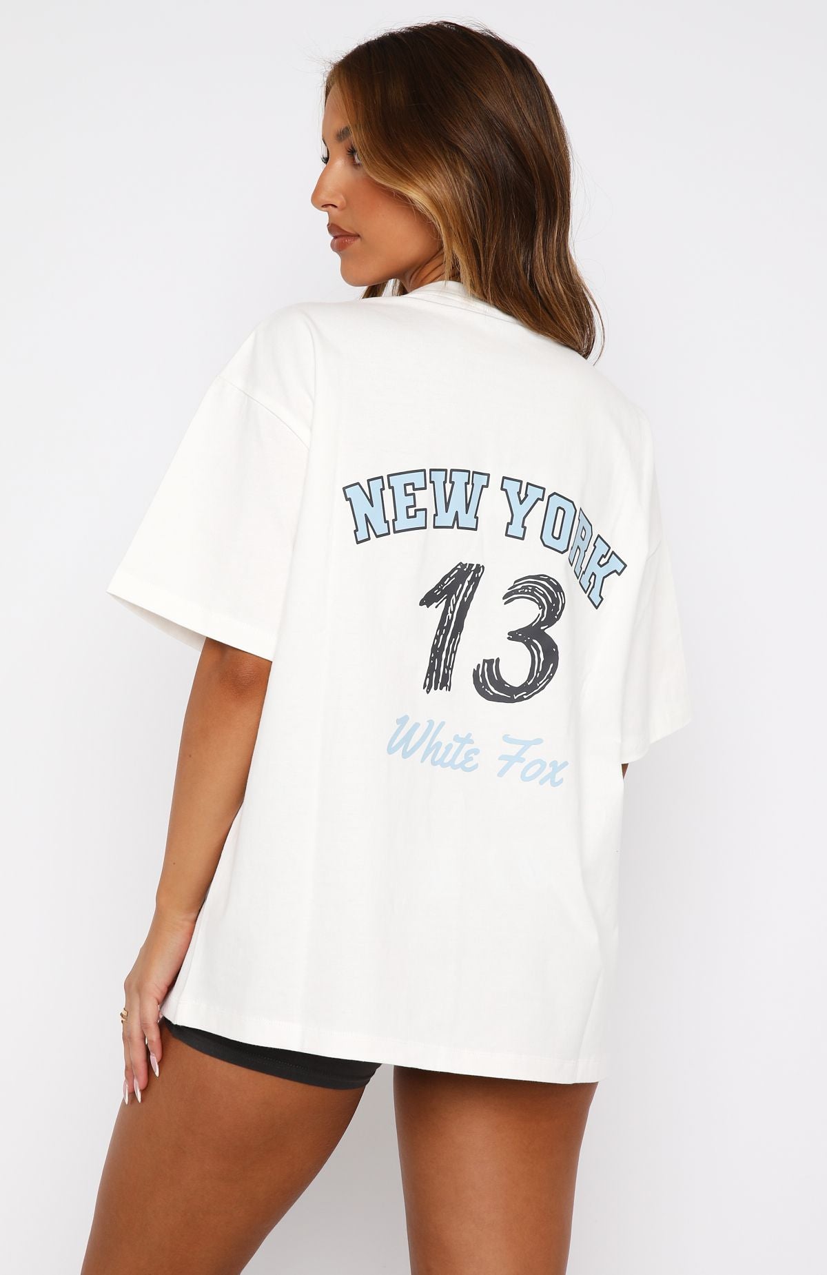 New York Oversized Cotton T-Shirt - White WF Logo Tee