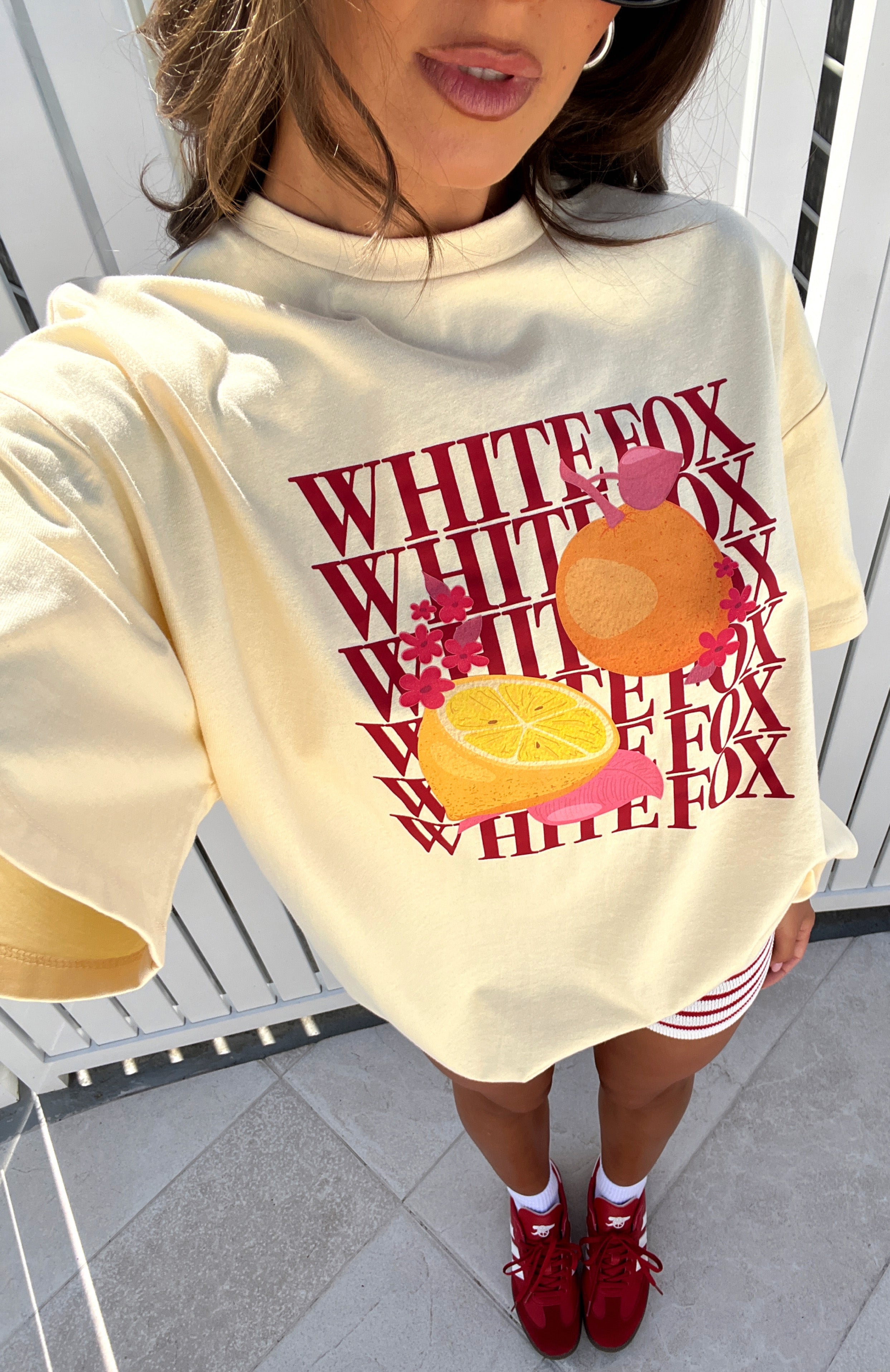 Oh So Sweet Oversized Cotton Tee Cream Graphic Print