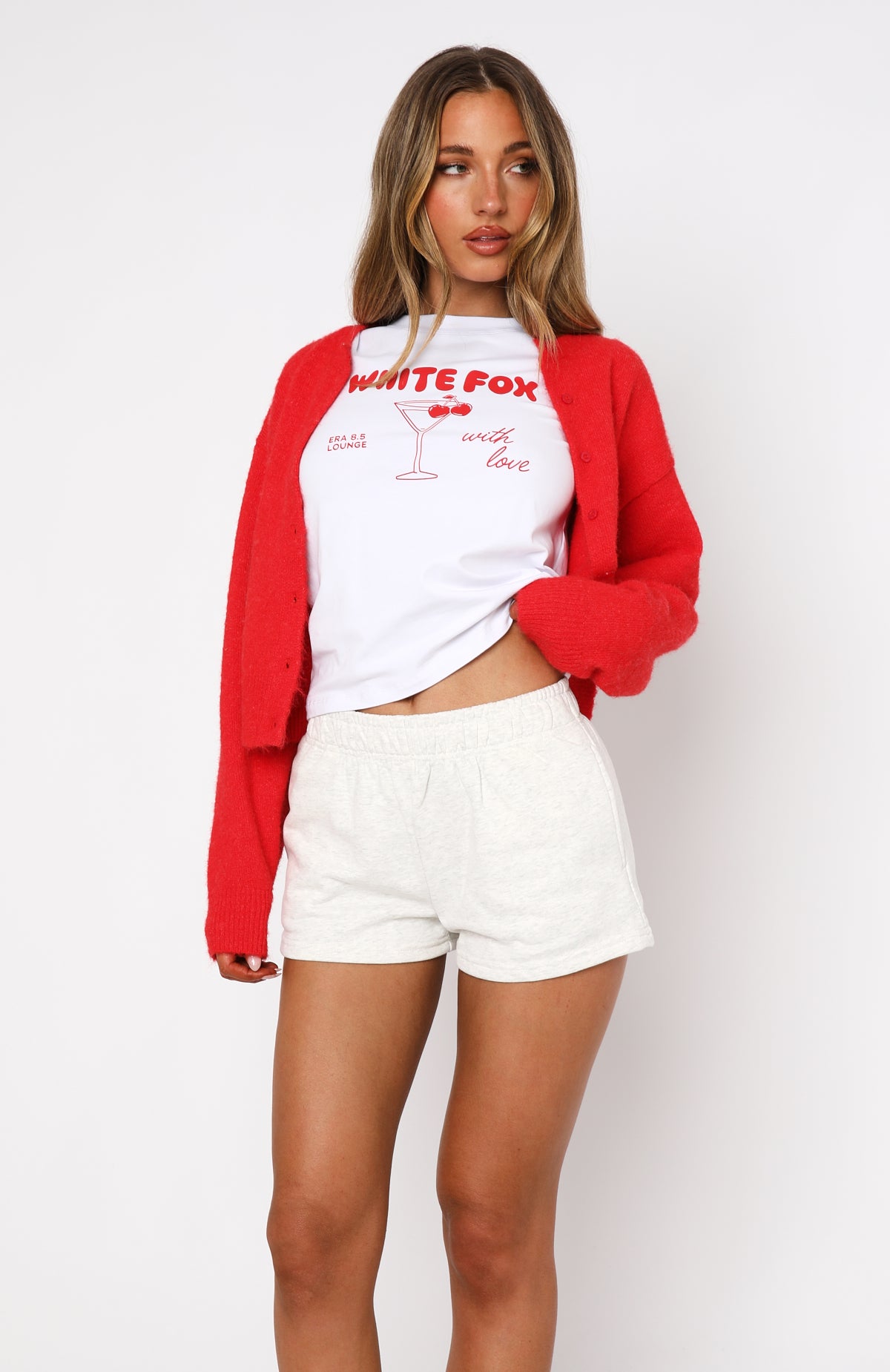 Miles Away Grey Marle Low Rise Cotton Shorts