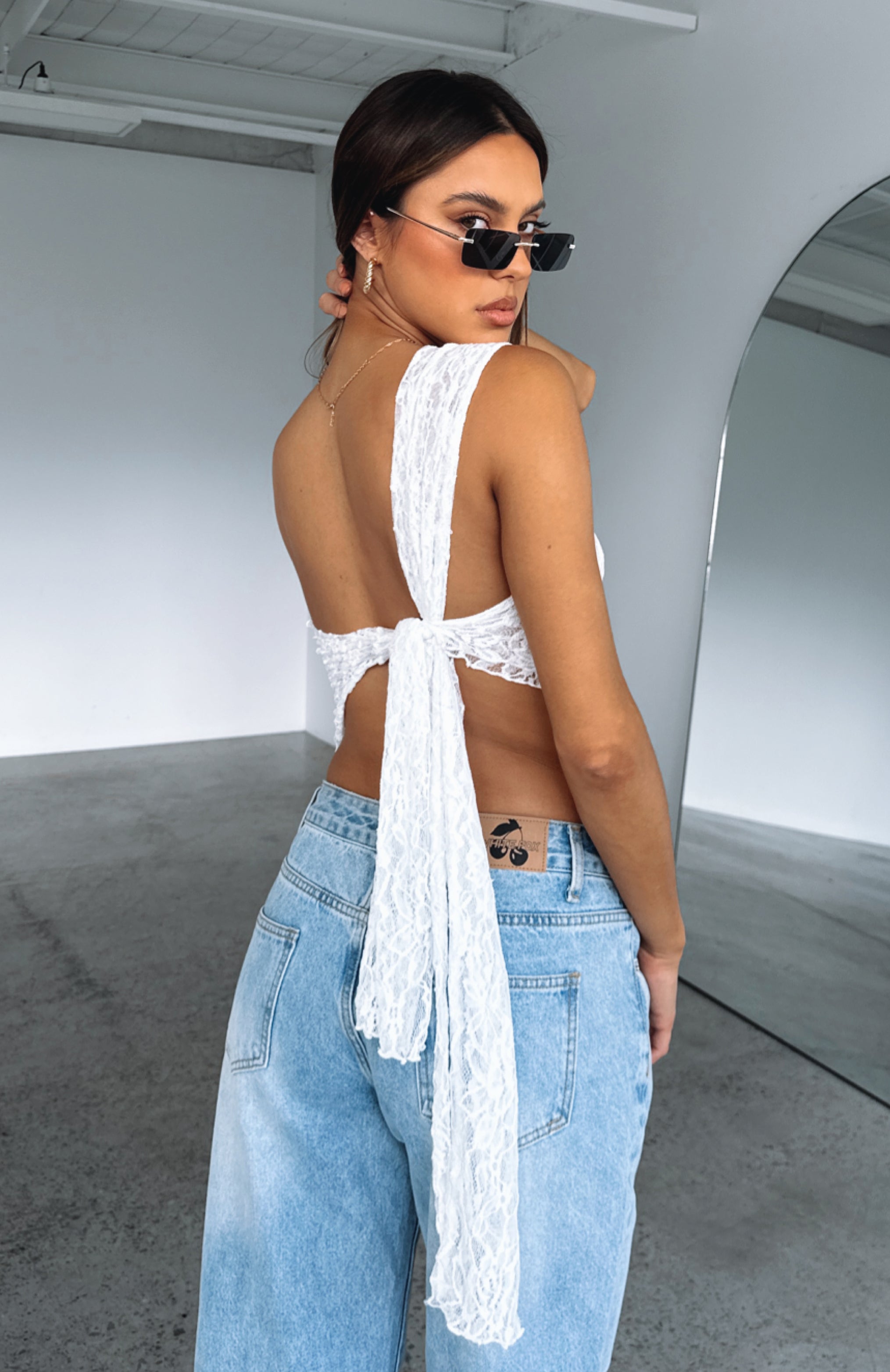 White Lace One Shoulder Top - It's A Love Story Asymmetric Hem