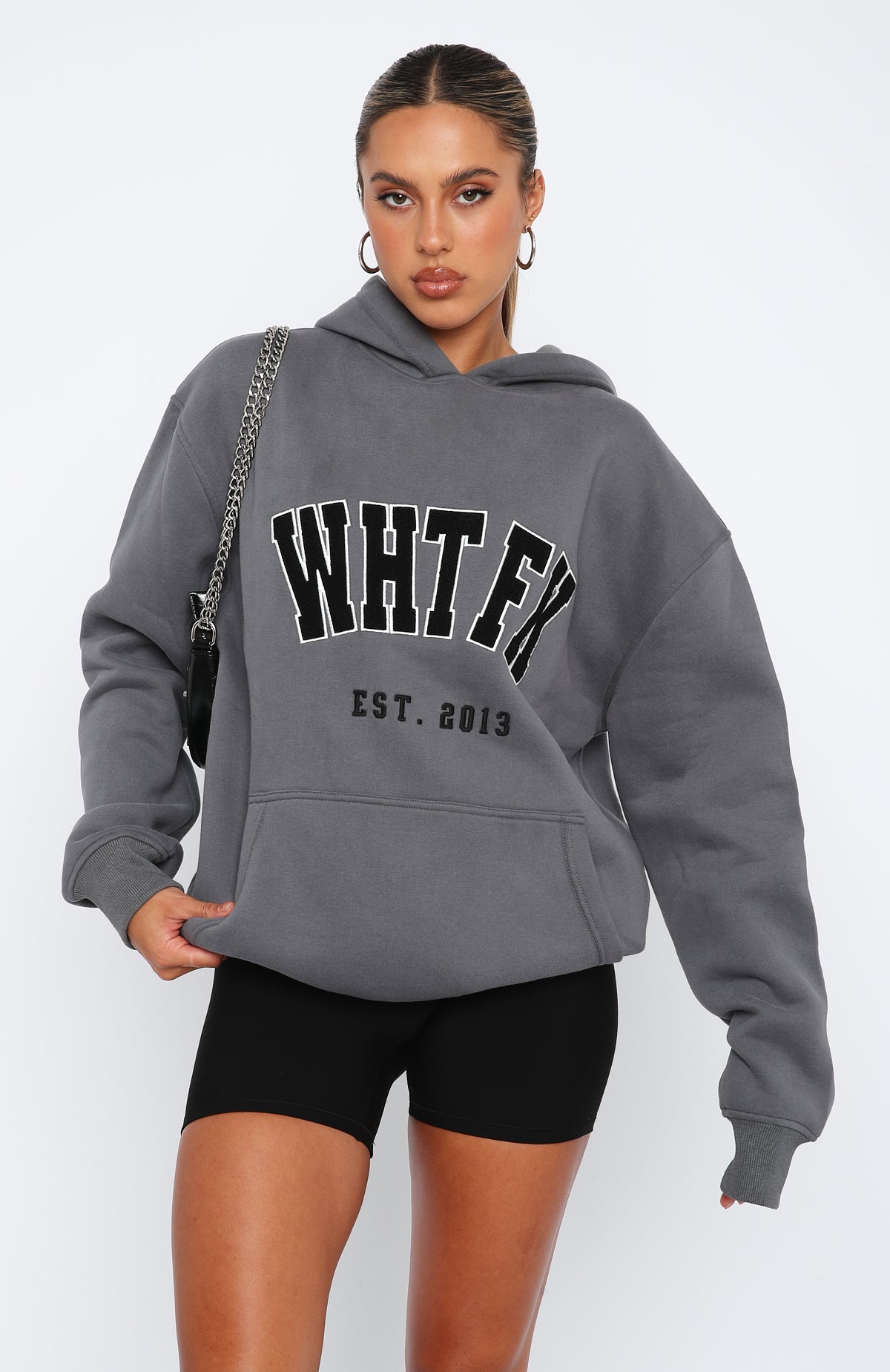 Give It Away Oversized Charcoal Hoodie - Fleece-Lined Comfort Fit