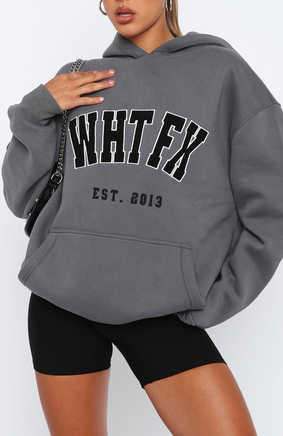 Give It Away Oversized Charcoal Hoodie - Fleece-Lined Comfort Fit