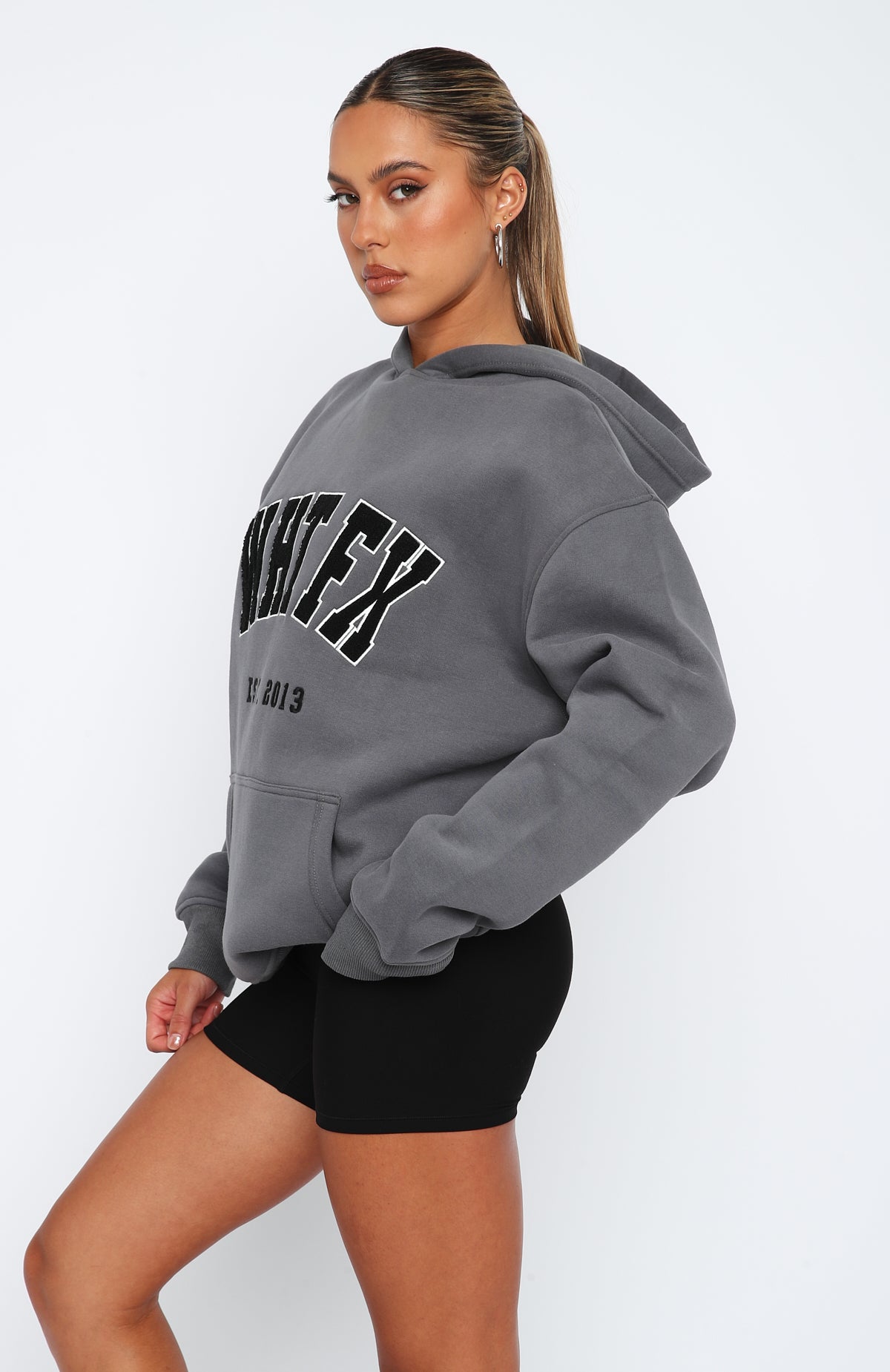 Give It Away Oversized Charcoal Hoodie - Fleece-Lined Comfort Fit