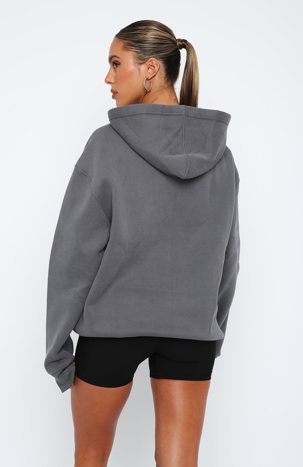 Give It Away Oversized Charcoal Hoodie - Fleece-Lined Comfort Fit