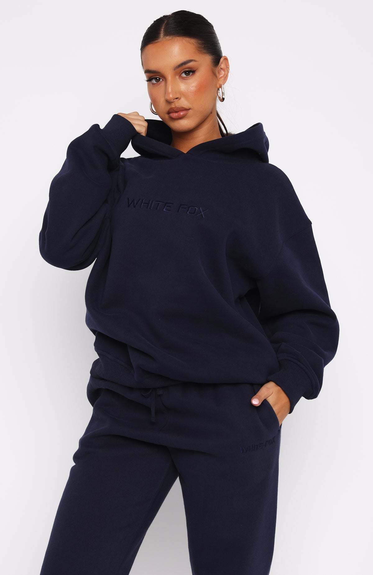 Stay Lifted Navy Oversized Hoodie - Soft Fleece Unisex Fit