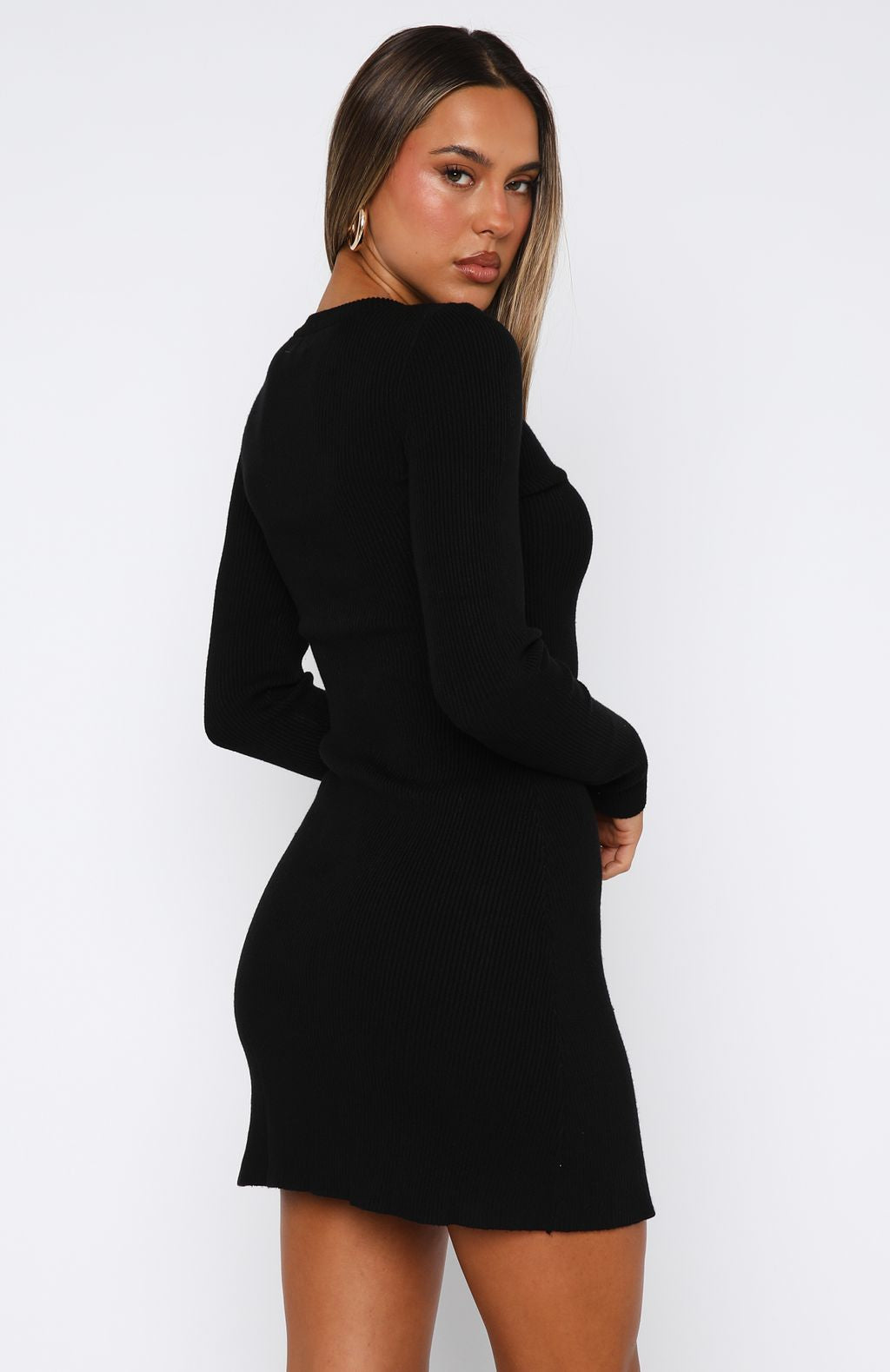 Black Long Sleeve Bodycon Mini Dress - Let's Be Together