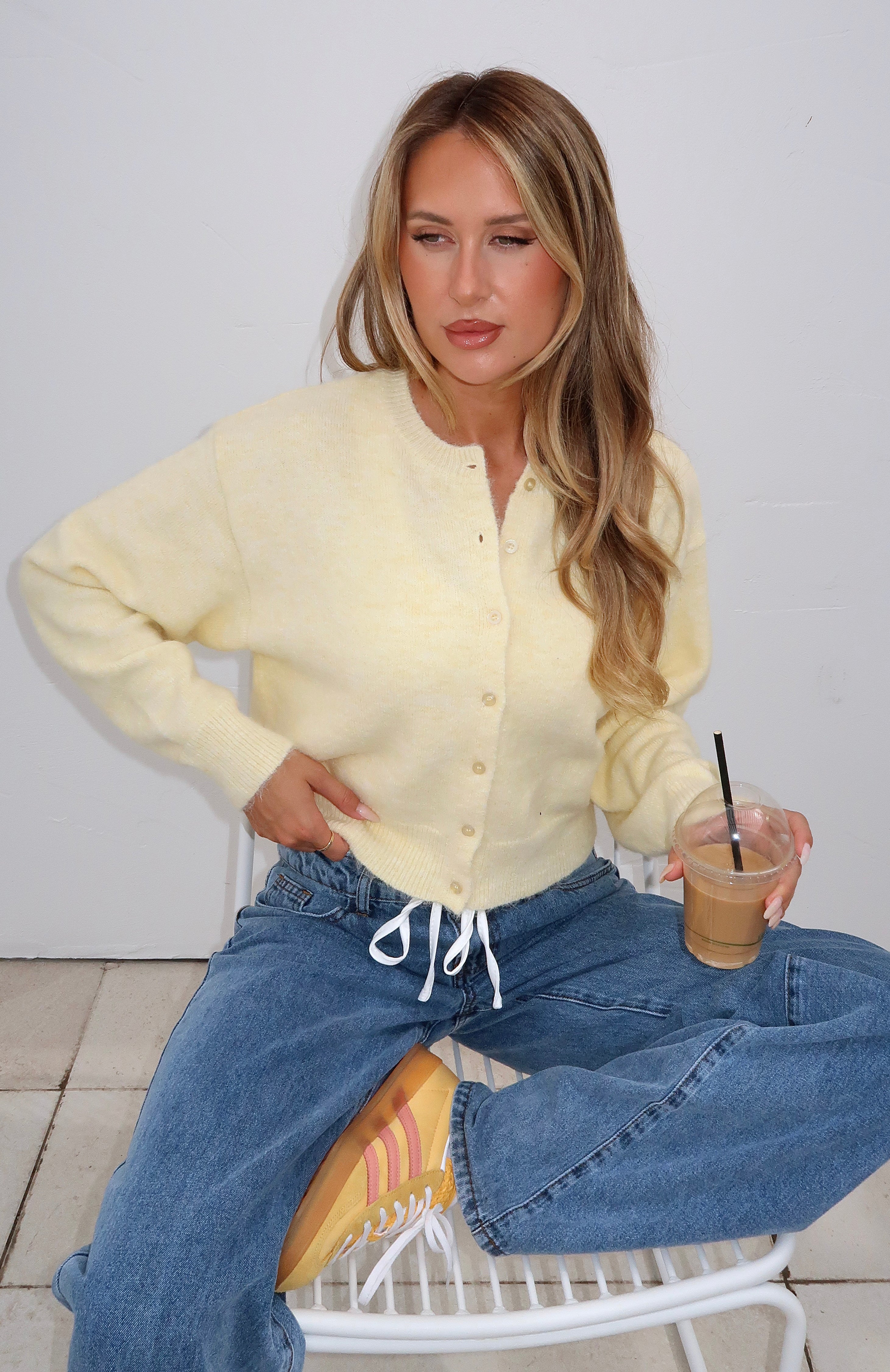 Lemon Knit Cardigan - Cropped, Button Front & Cozy Recycled Fabric