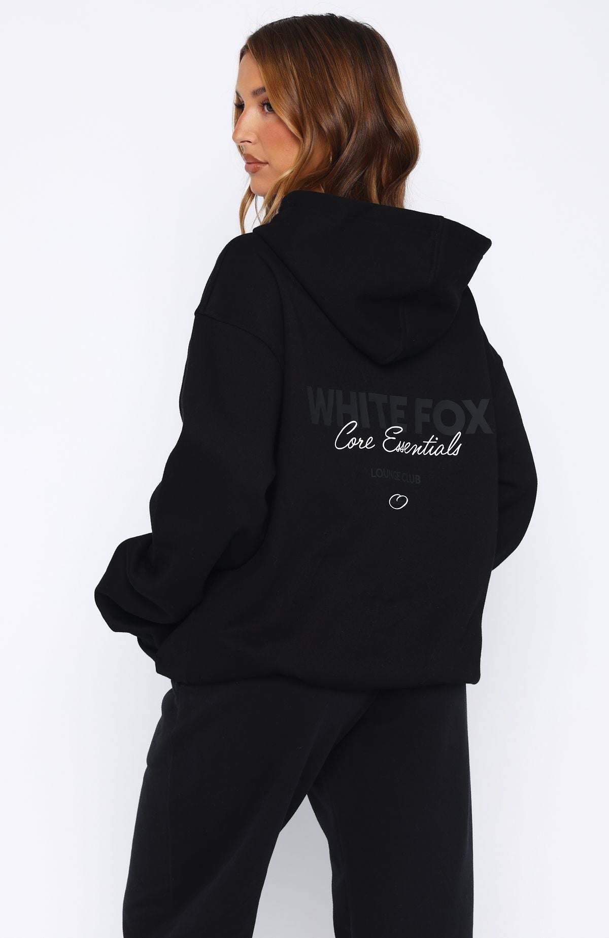 Core Essentials Black Oversized Hoodie - Fleece Lined Comfort