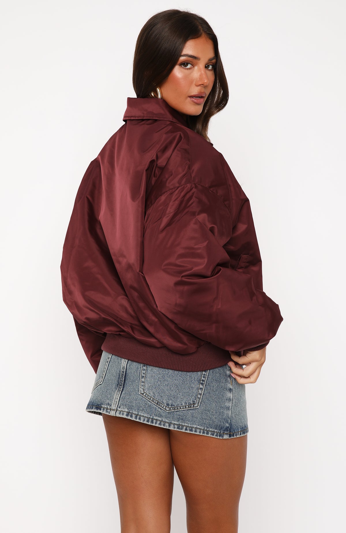 Burning For You Burgundy Puffer Bomber Jacket - Oversized & Warm