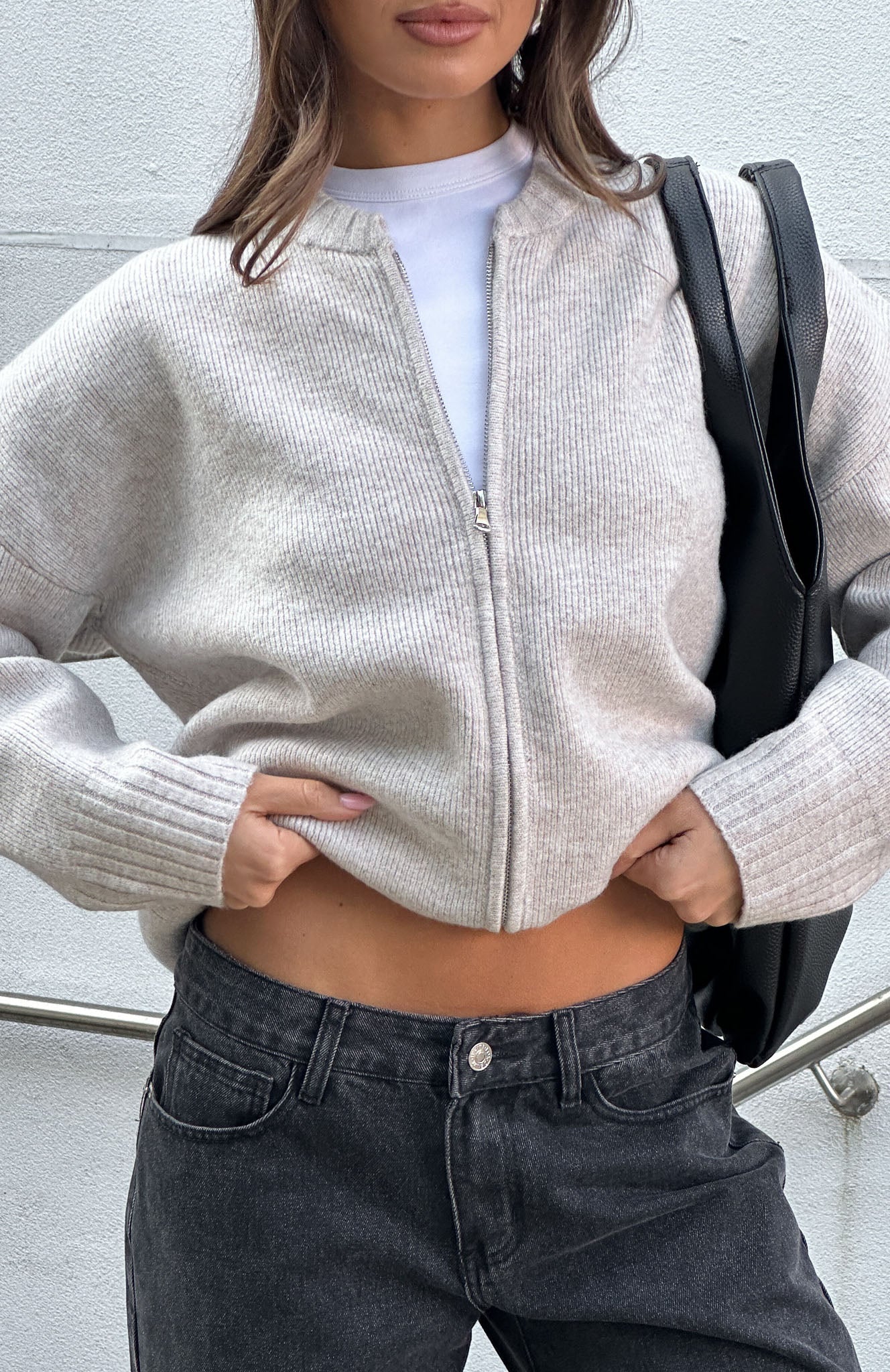 Cream Knit Zip Jacket - Unbreakable Bond Soft Ribbed Style