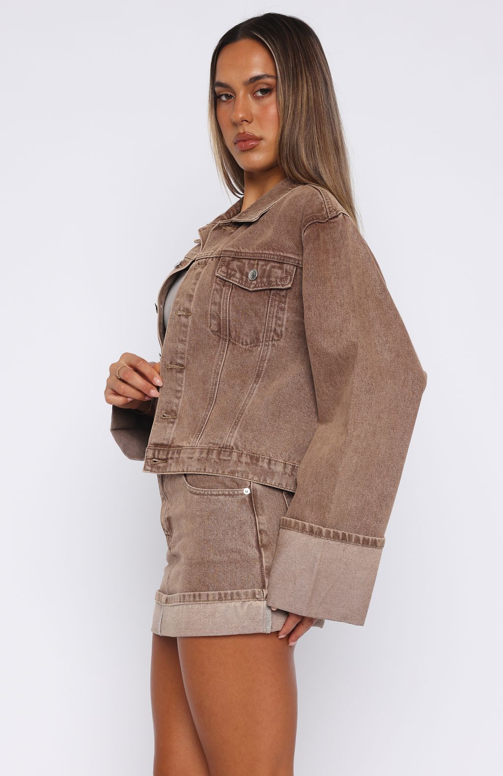 Charlotte Denim Jacket in Tan Wash - 100% Cotton Women's Jacket