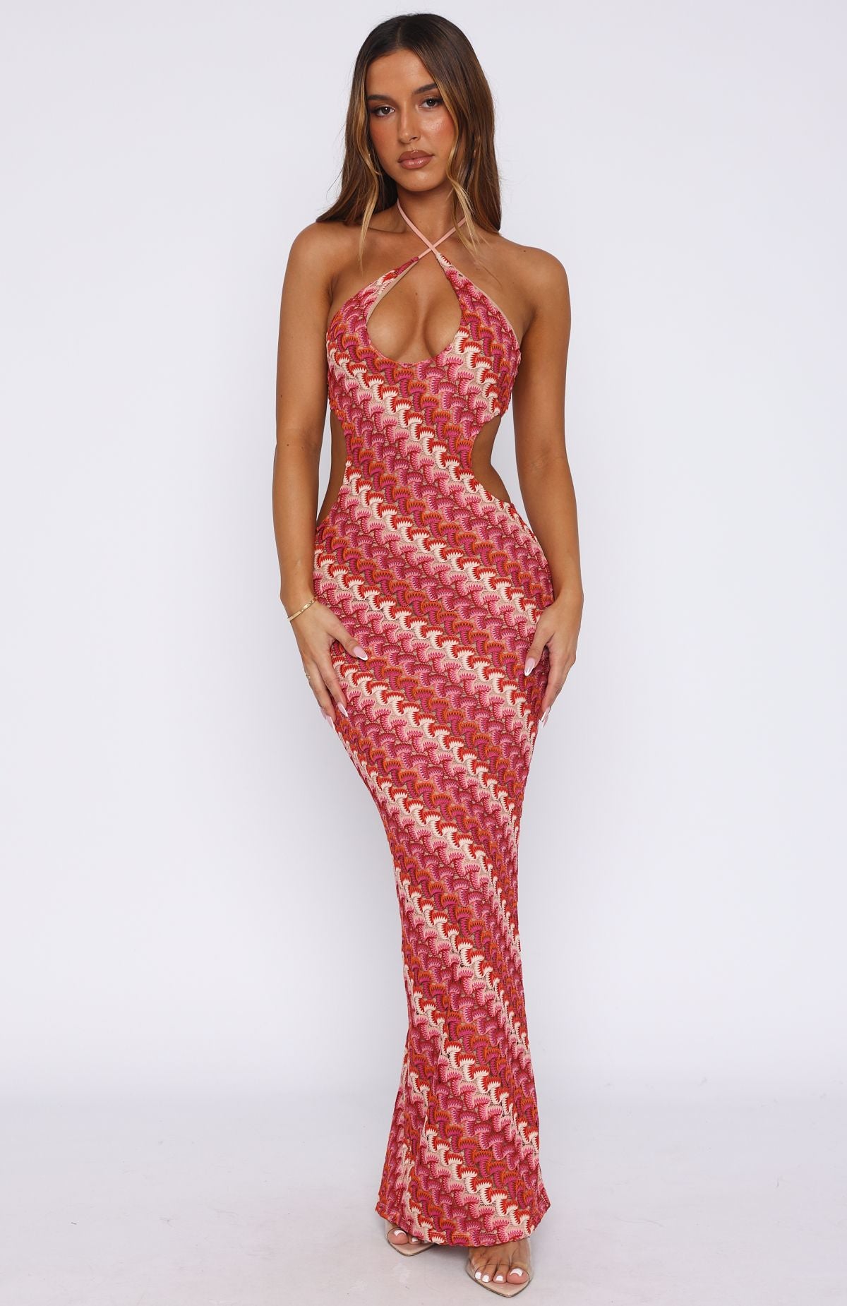 Forever Faithful Halter Maxi Dress - Backless Berry Lace Up