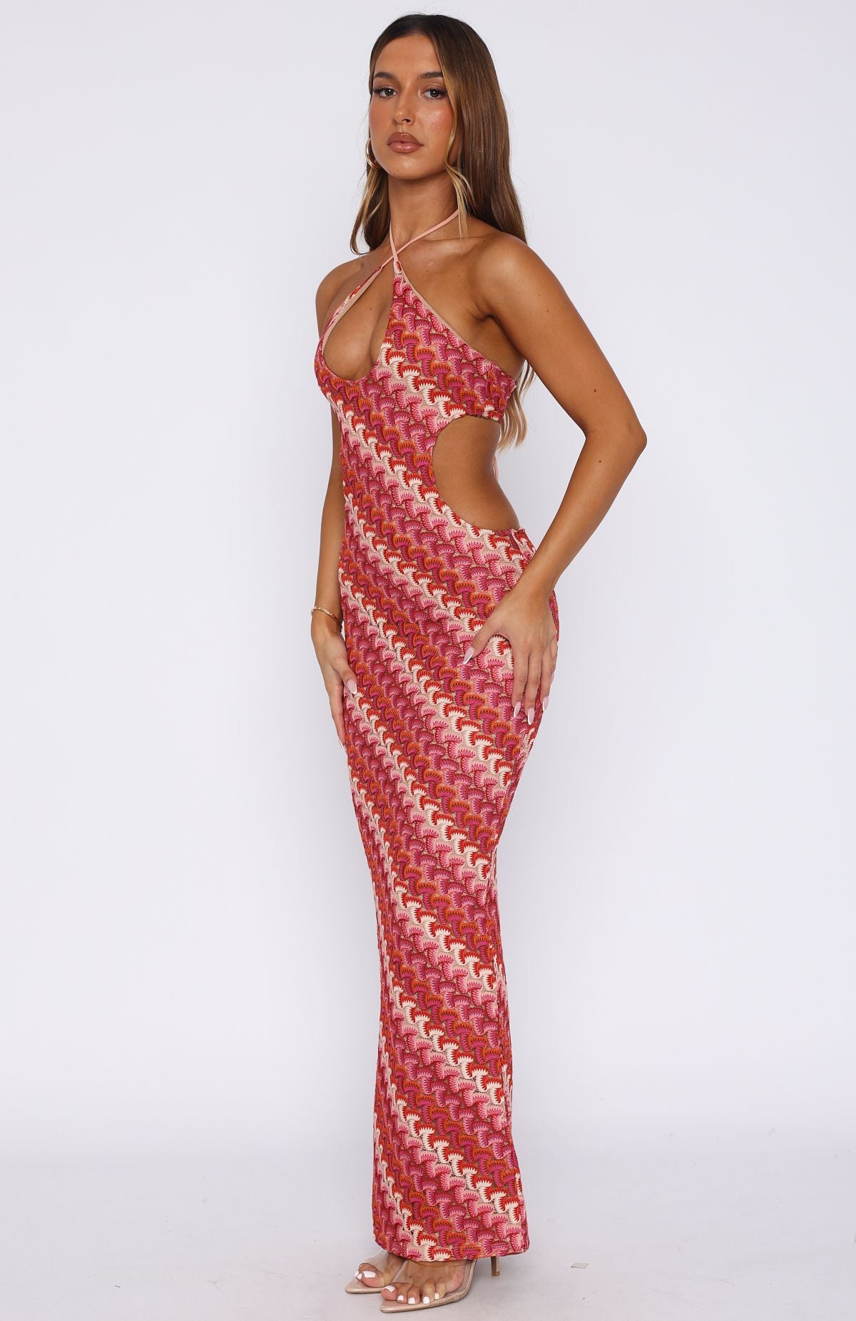 Forever Faithful Halter Maxi Dress - Backless Berry Lace Up