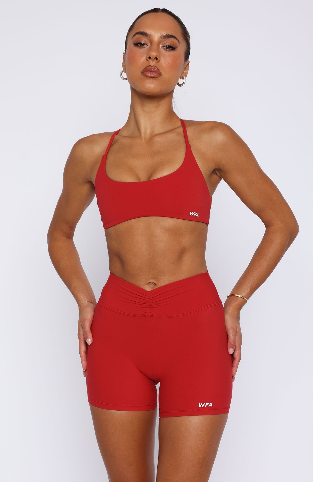 White Fox Radiate High Waisted Gym Shorts - Cherry Red