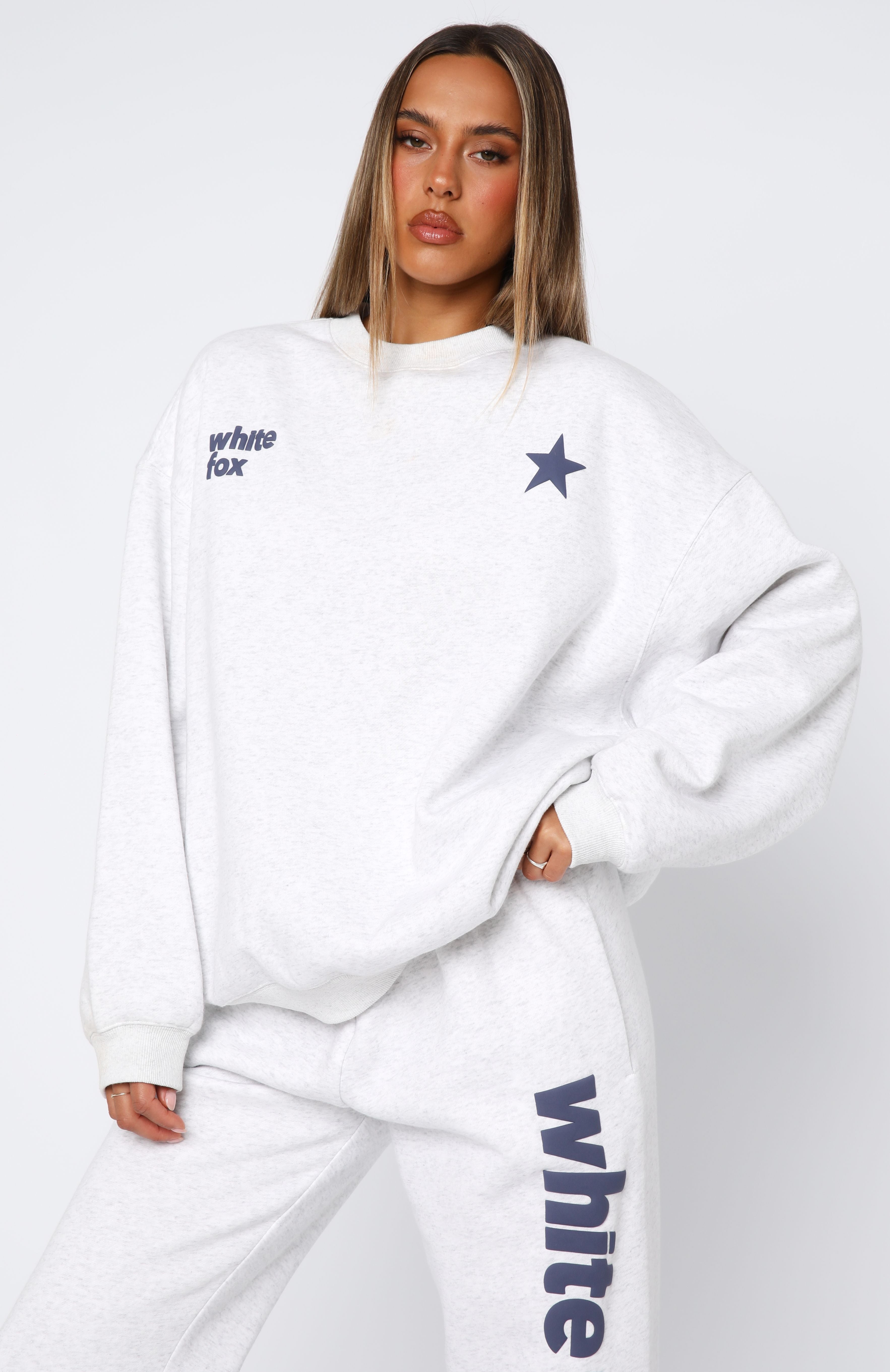 From The Archives Freya Oversized Sweater - Grey Marle Fleece-Lined