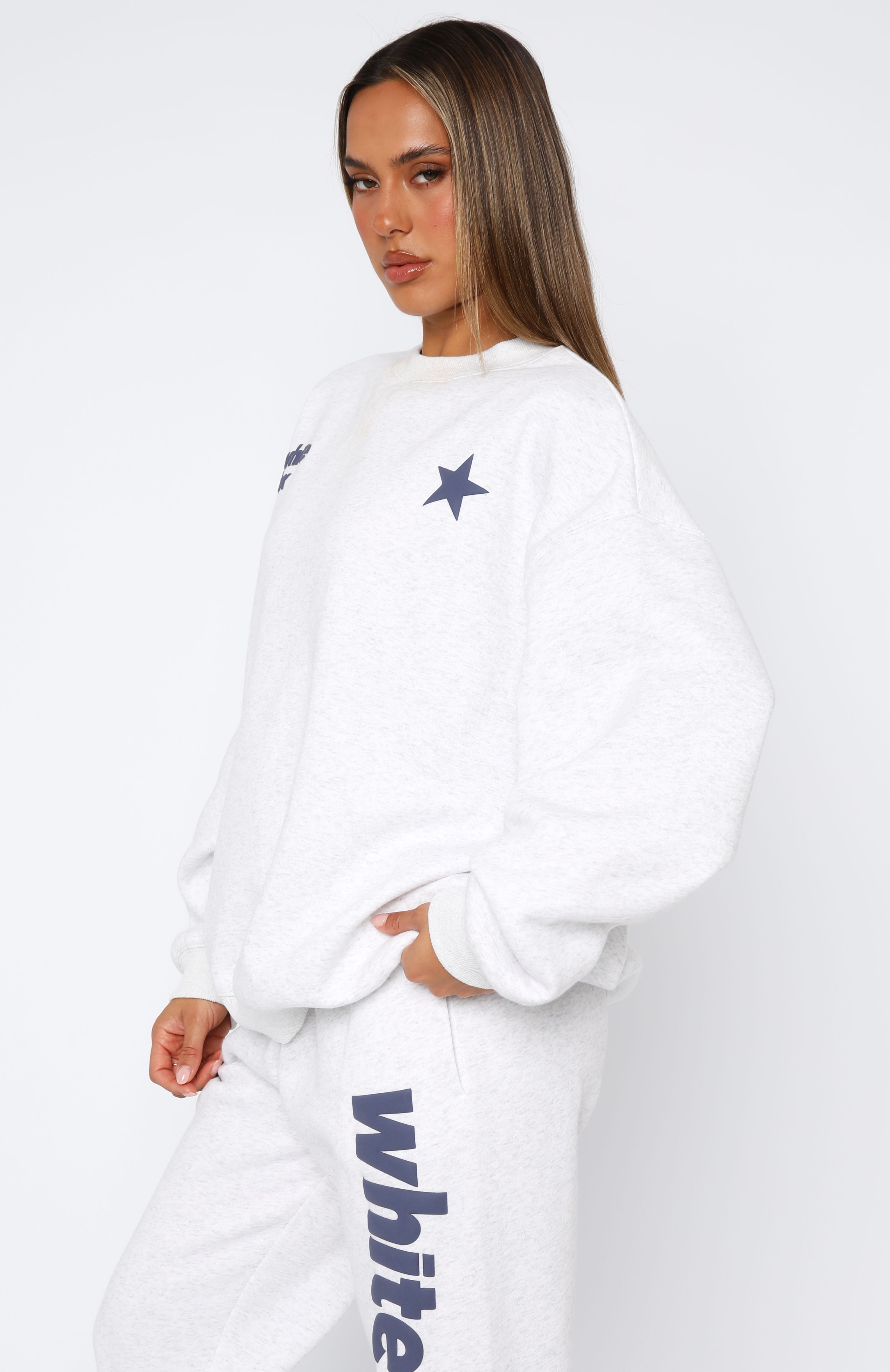 From The Archives Freya Oversized Sweater - Grey Marle Fleece-Lined