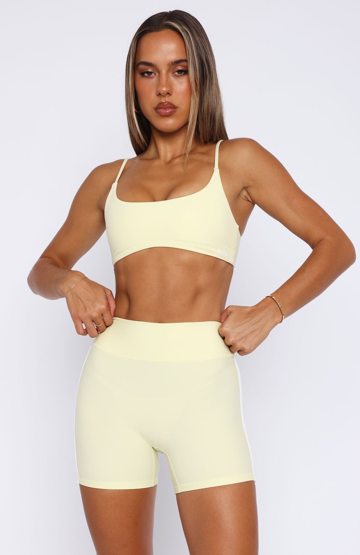 White Fox Active Go Faster High Waisted Bike Shorts Lemon/White