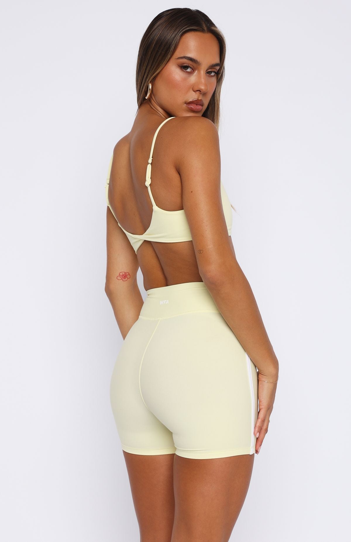White Fox Active Go Faster High Waisted Bike Shorts Lemon/White
