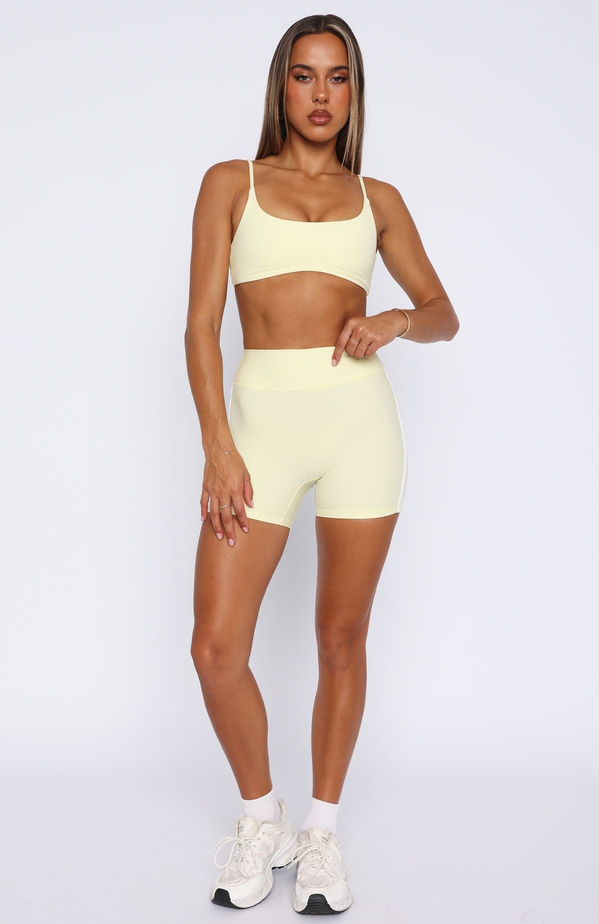 White Fox Active Go Faster High Waisted Bike Shorts Lemon/White