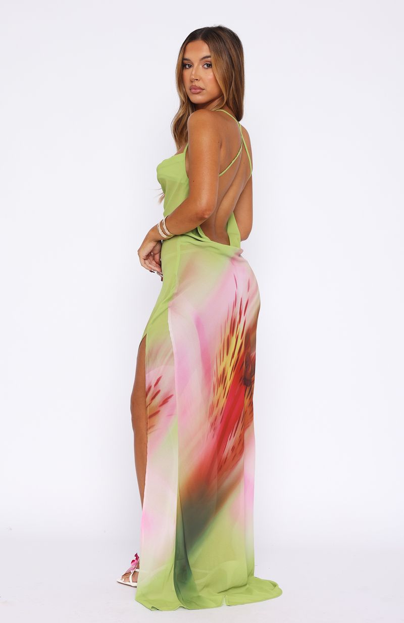 Secret Sounds Citrus Bloom Halter Maxi Dress with Side Split
