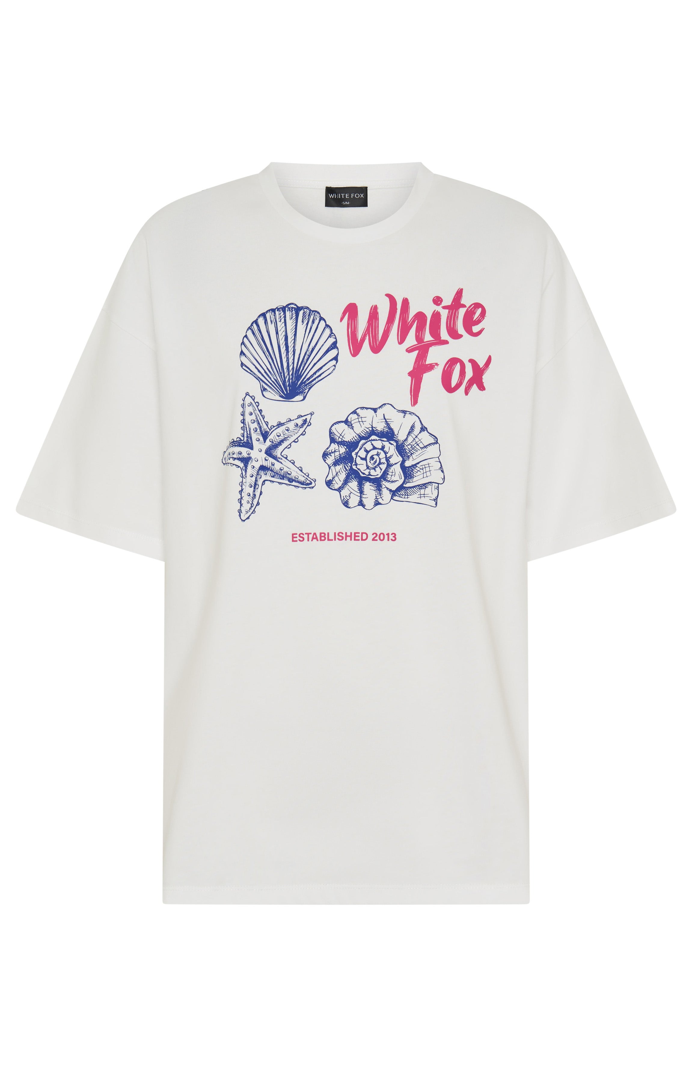 White Fox Pick Up Shells Graphic Oversized Cotton Tee