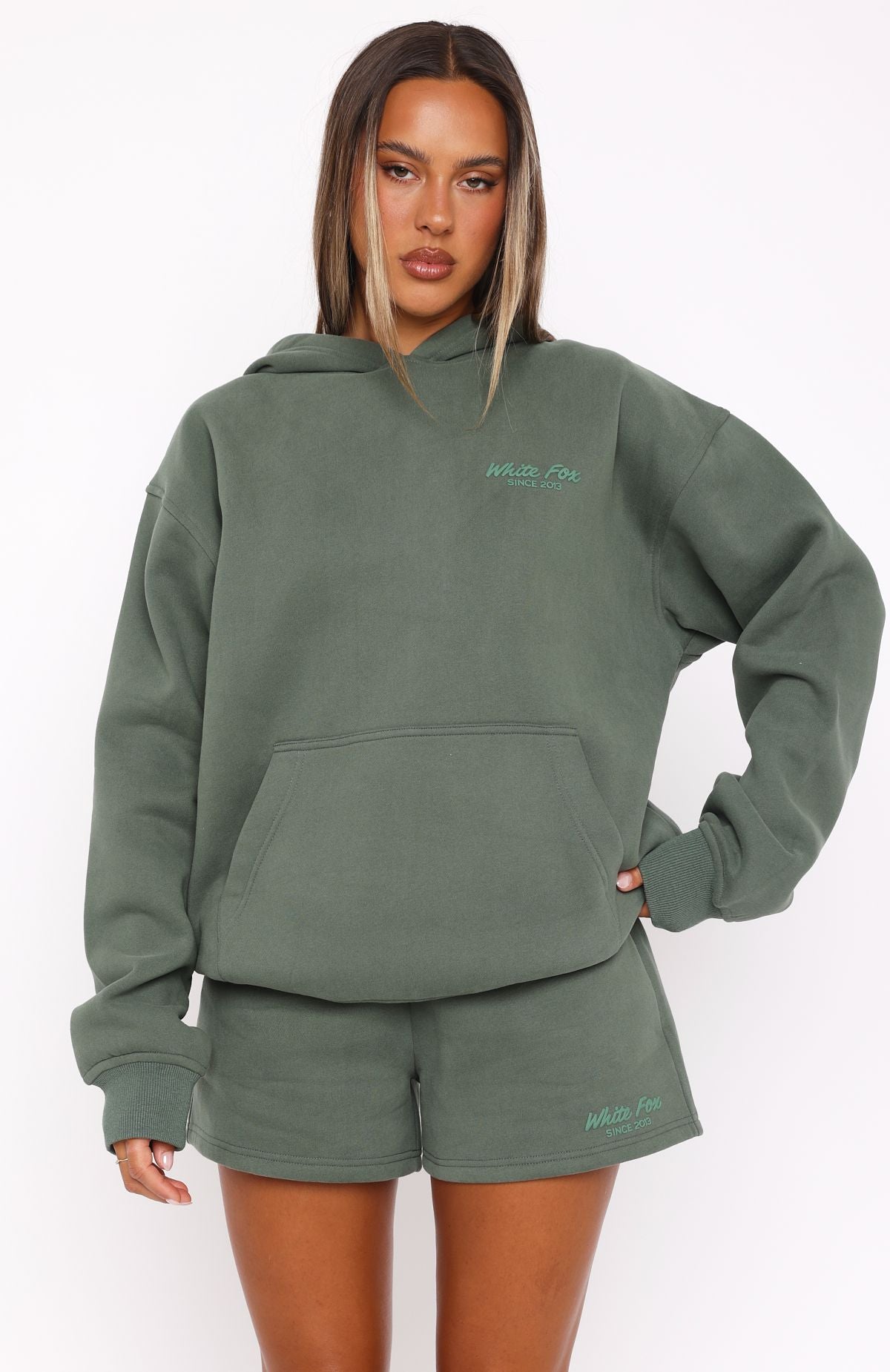 Leisure Edition Oversized Hoodie - Dark Green Fleece Pullover