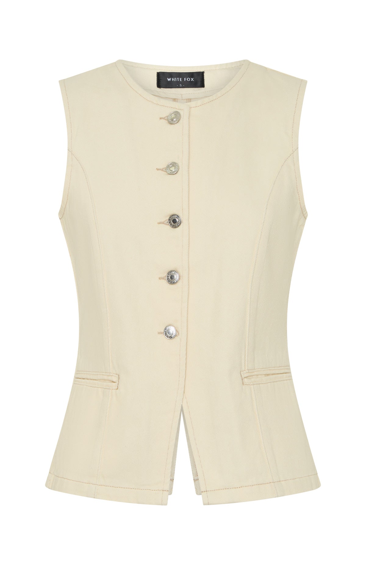 White Fox Denim I'll Miss You Sleeveless Button Top Cream