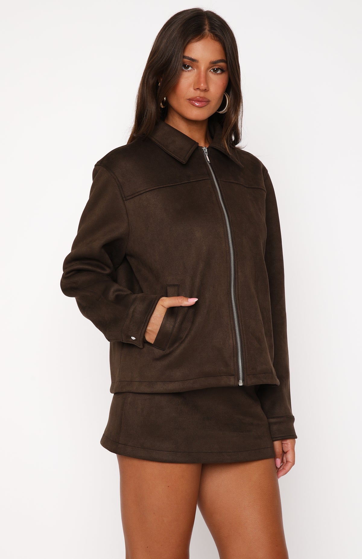 Like The Old Days Chocolate Faux Suede Jacket