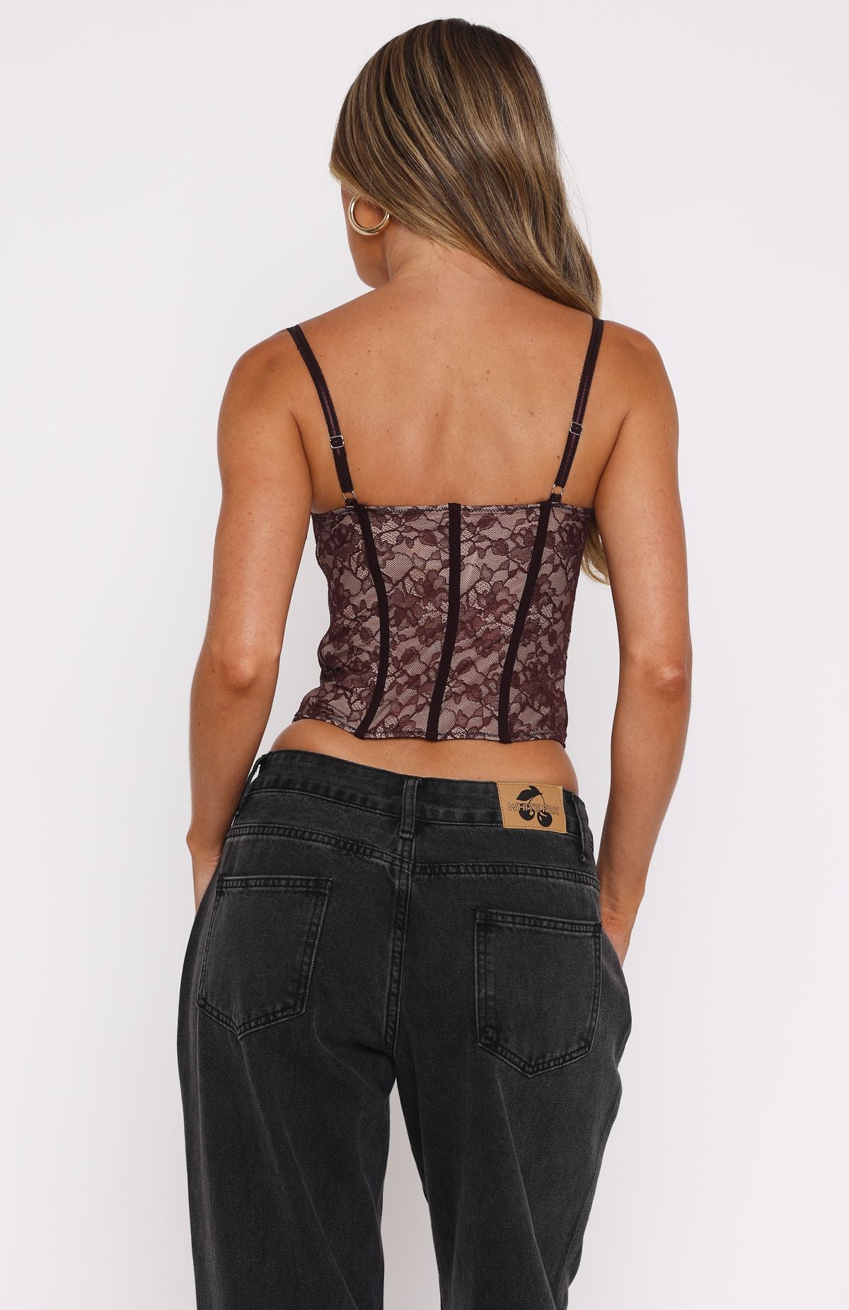Burgundy Lace Bustier with Underwire & Adjustable Straps