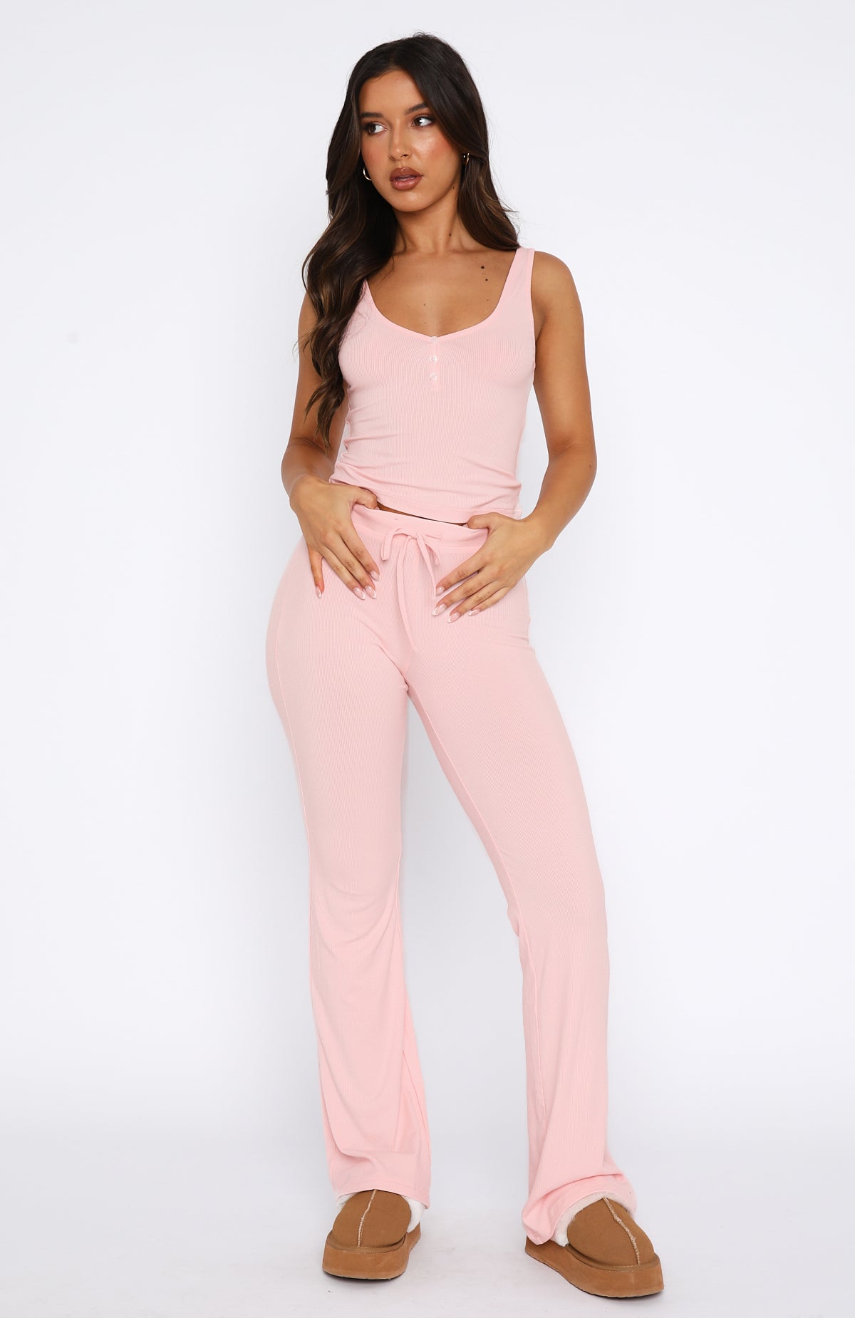 Baby Pink Sleeveless Pyjama Set - Rayon & Spandex