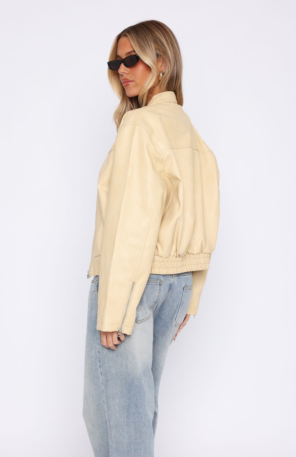 Blonde PU Jacket for Women - Tell Me Nothing Winter Coat with Zipper & Side Pockets