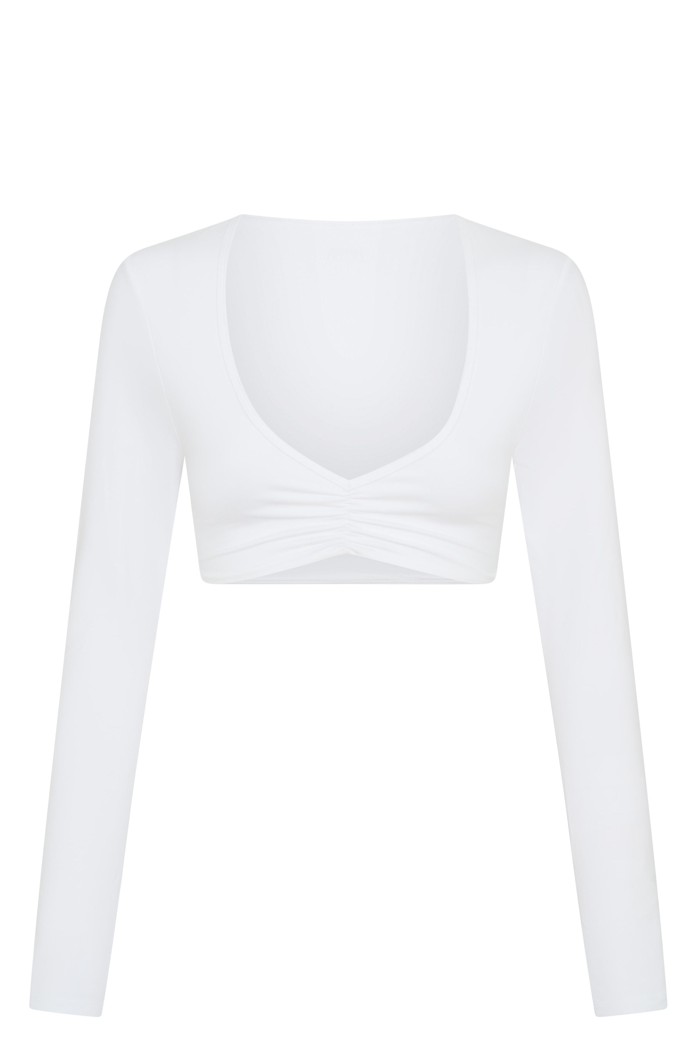 White Fox Sync Long Sleeve Pilates Crop Top - Scrunch Detail