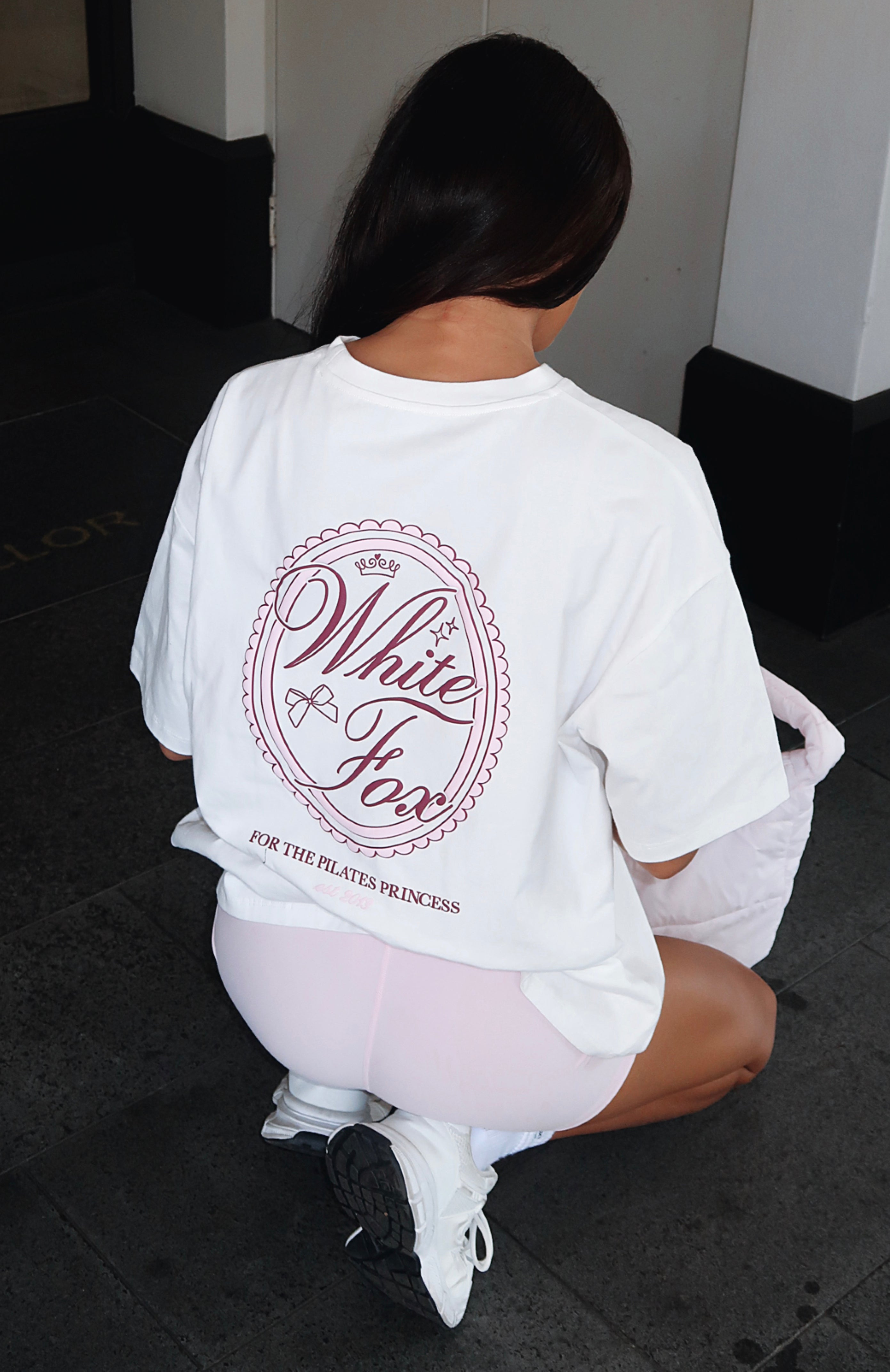 White Fox Active Pilates Princess Oversized Cotton Tee