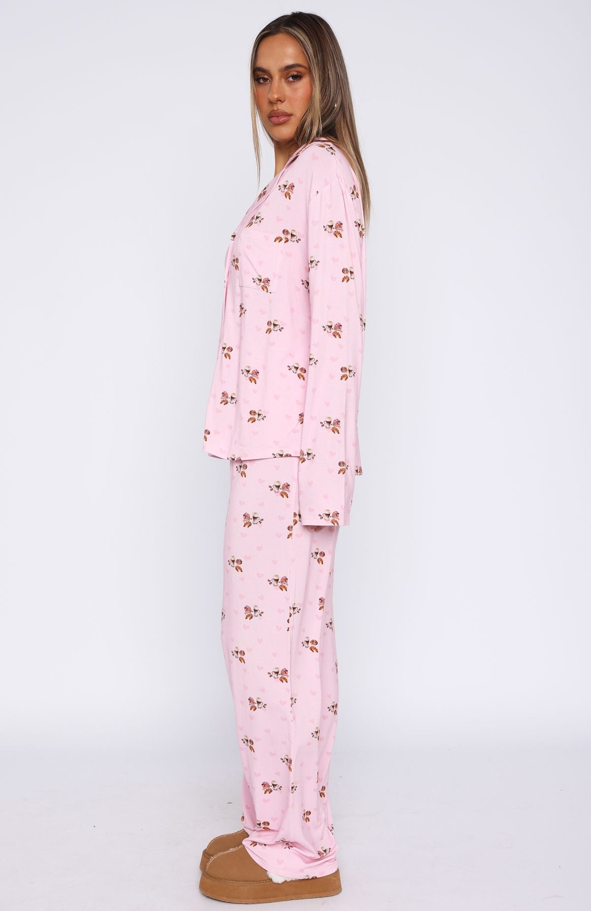 Pillow Talk Candy Breakfast Printed Long Sleeve Pajama Set