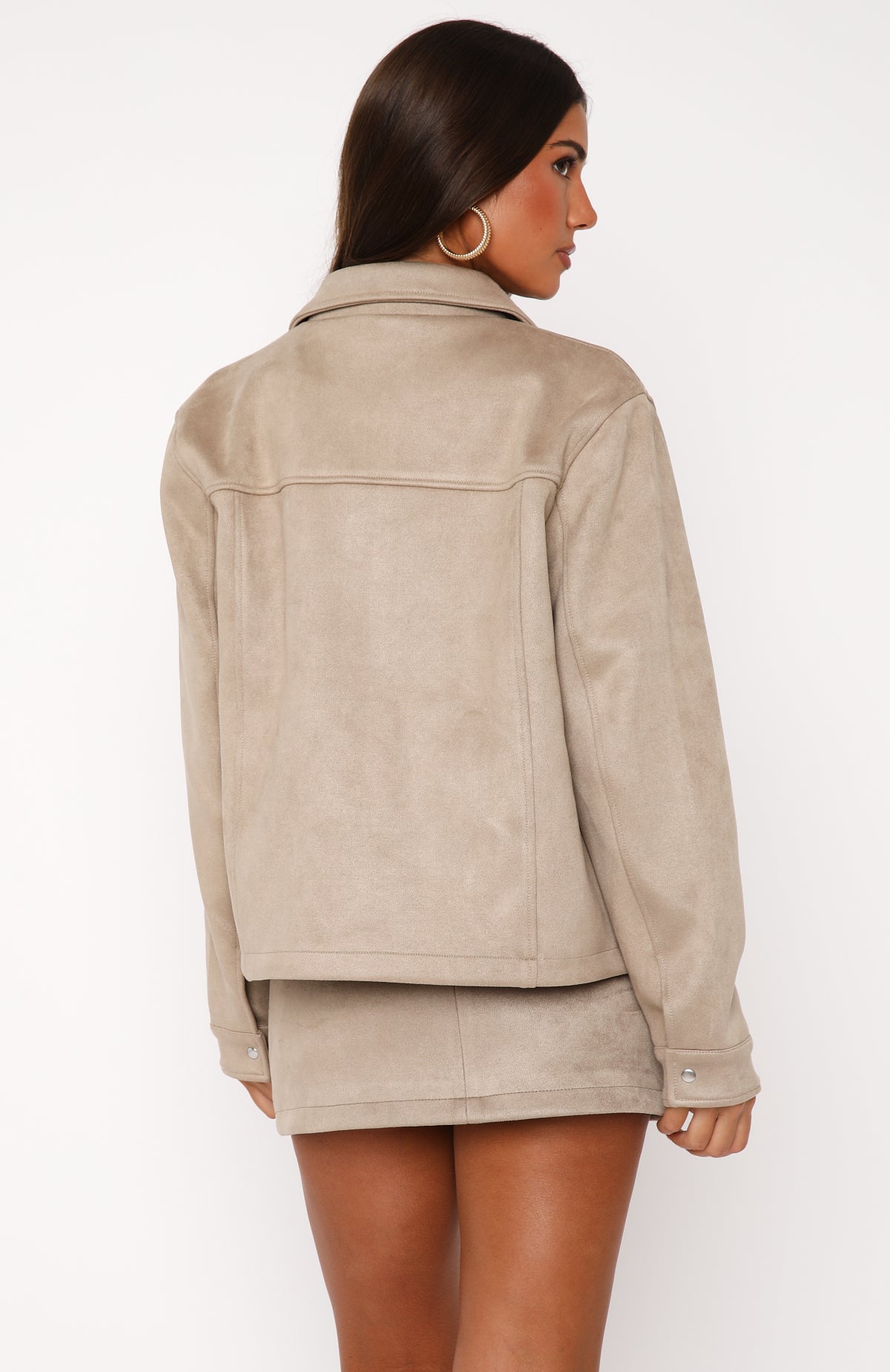 Faux Suede Jacket Sand - Like The Old Days Long Sleeve Zipper Coat