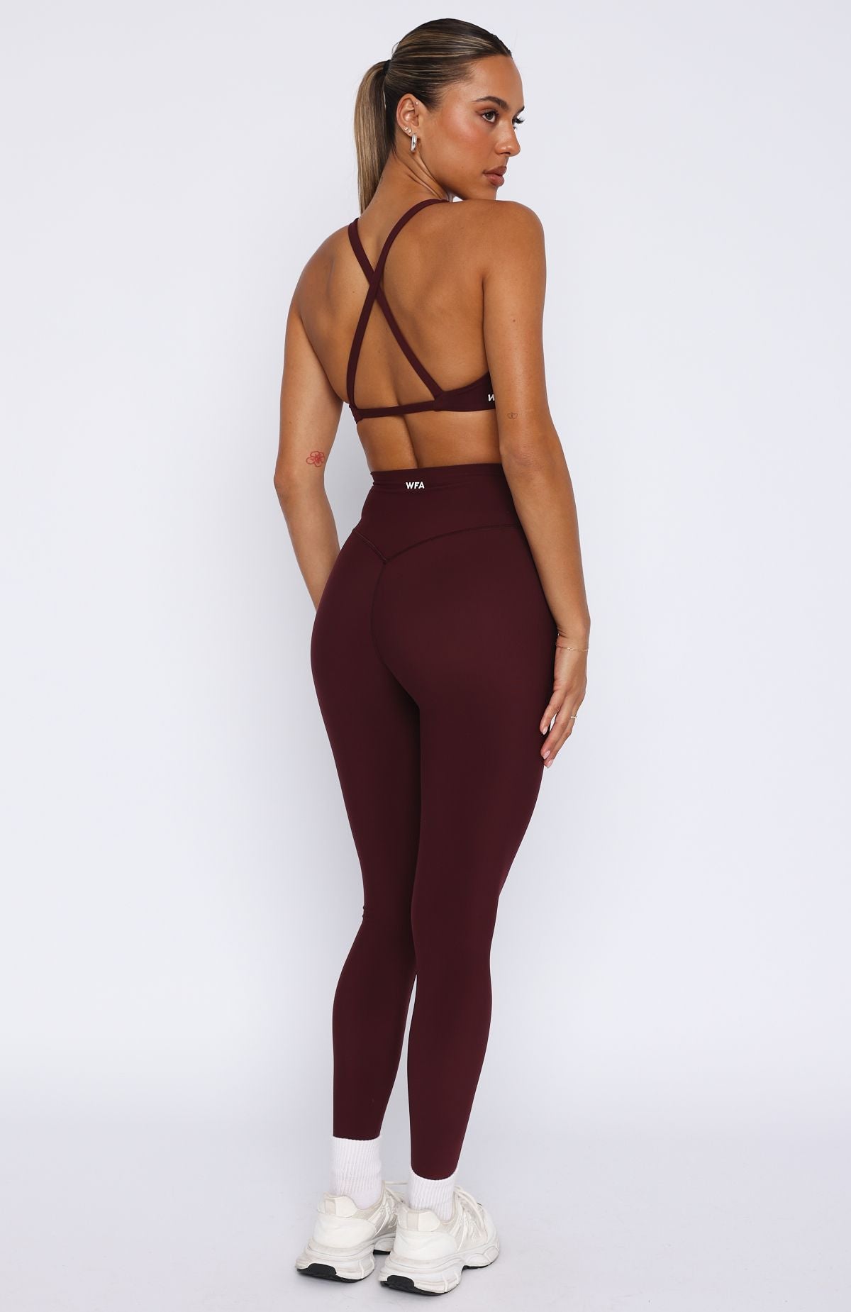 White Fox Go Getter High Waisted Workout Leggings in Merlot