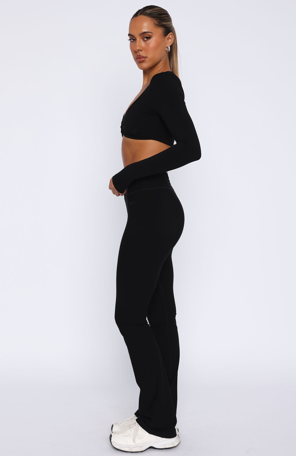 White Fox Active Revival High Waisted Flare Leggings - Black