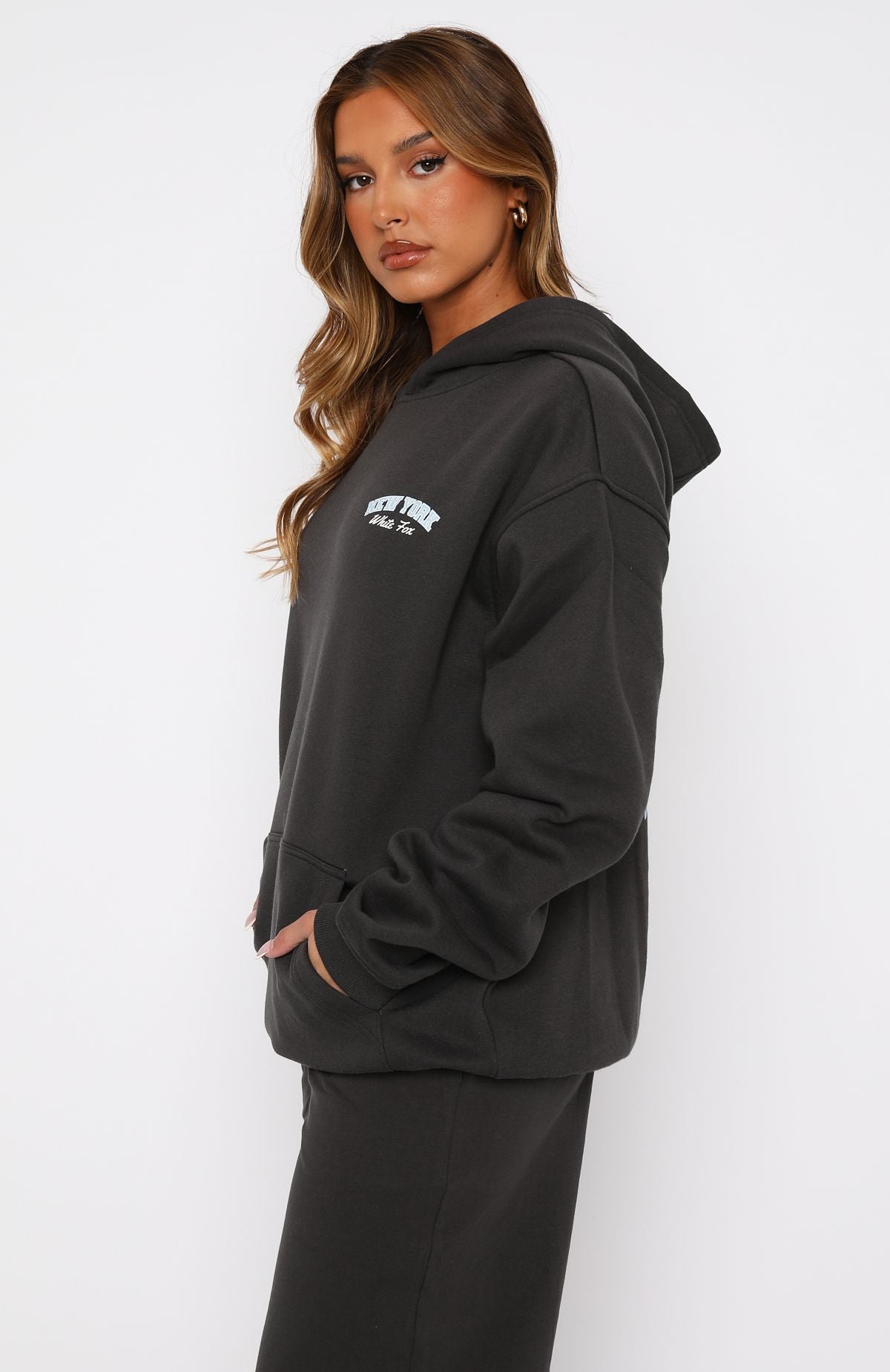 Team New York Oversized Hoodie - Charcoal Fleece Pullover