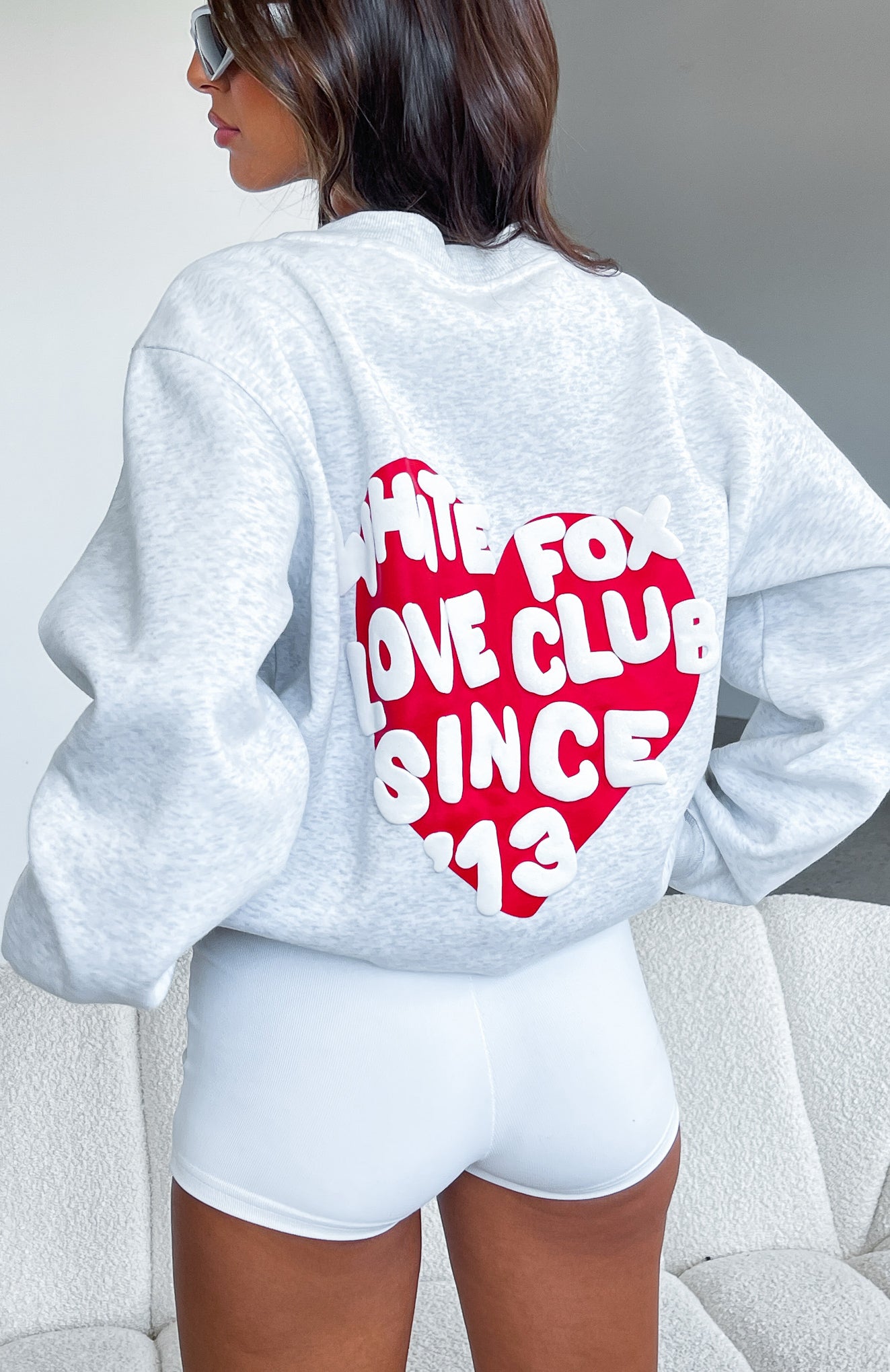 Love Club Grey Marle Oversized Sweatshirt - Soft Fleece Lined