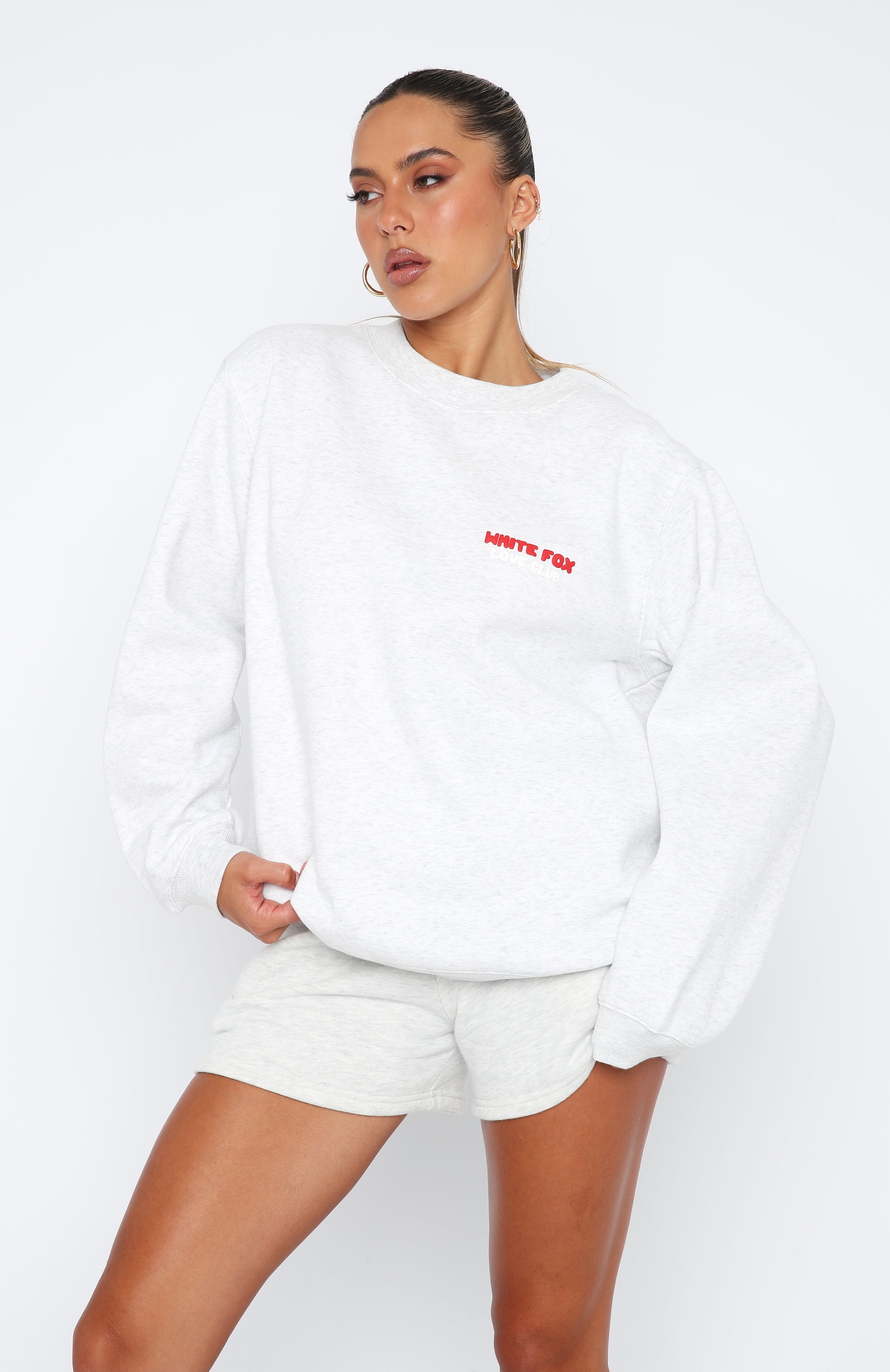 Love Club Grey Marle Oversized Sweatshirt - Soft Fleece Lined