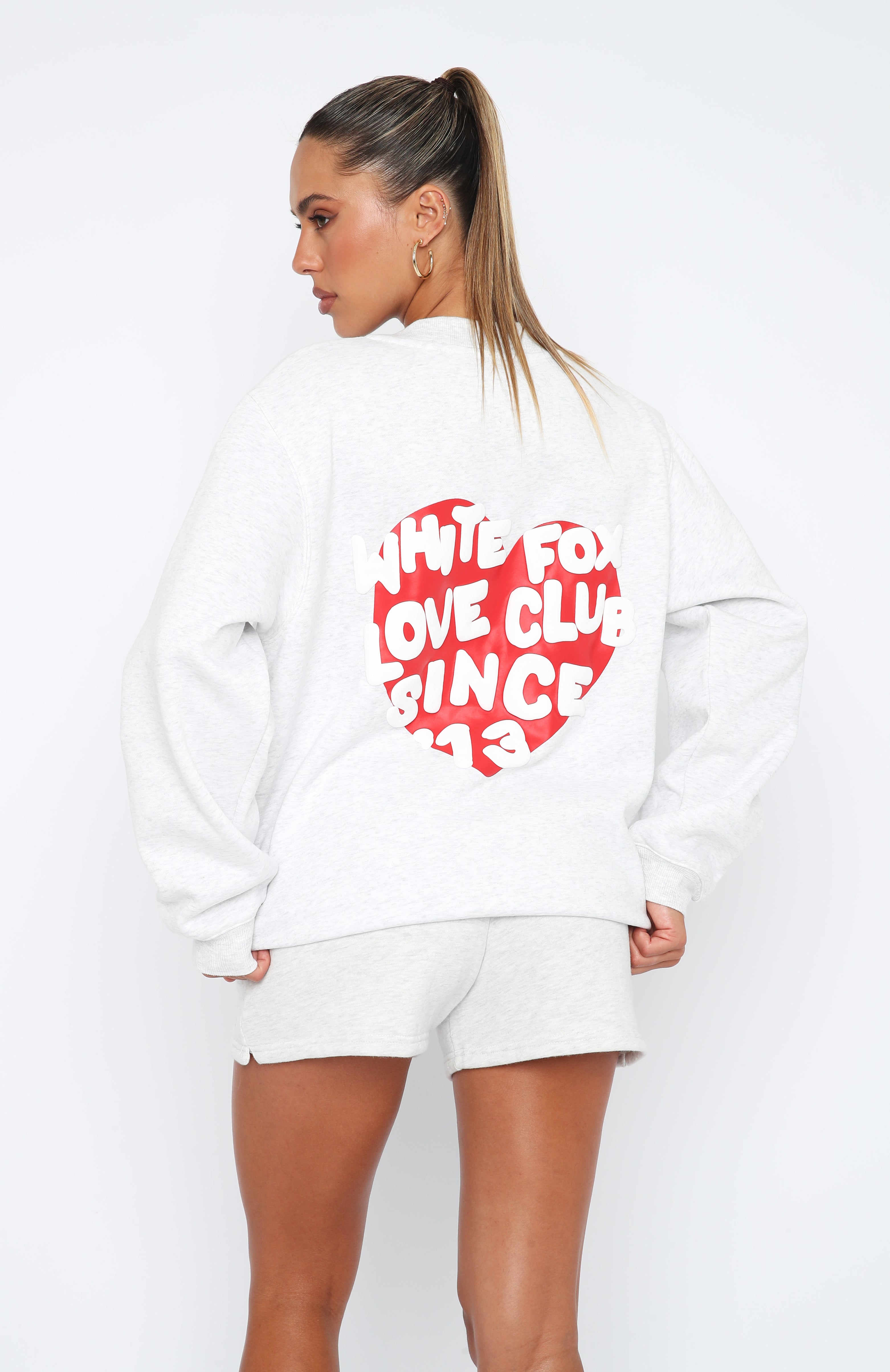 Love Club Grey Marle Oversized Sweatshirt - Soft Fleece Lined
