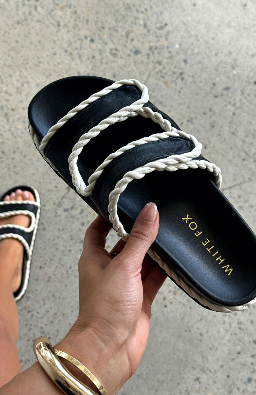 Joe Sandals Black & Cream Adjustable Straps Comfort Sole