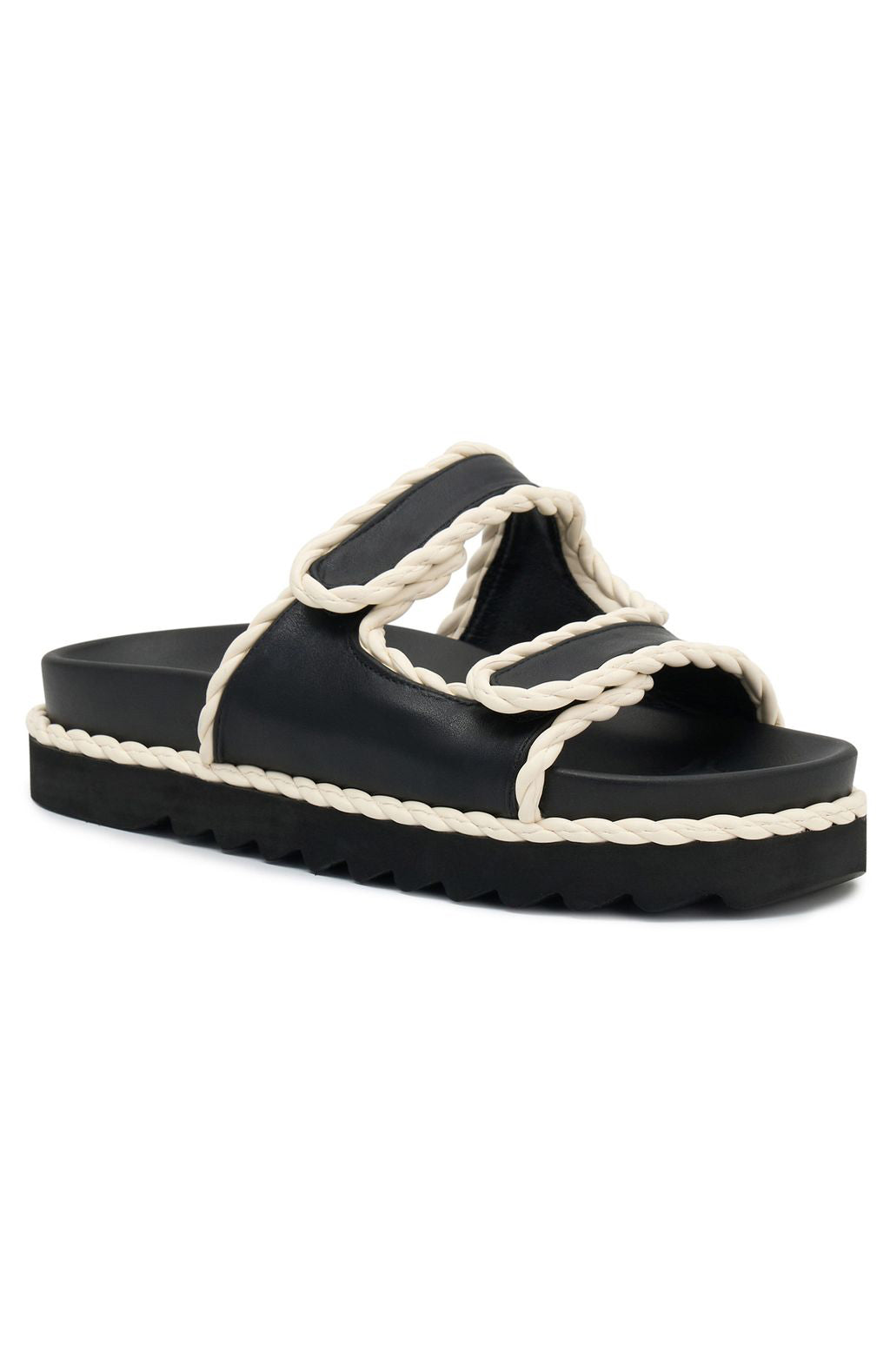 Joe Sandals Black & Cream Adjustable Straps Comfort Sole