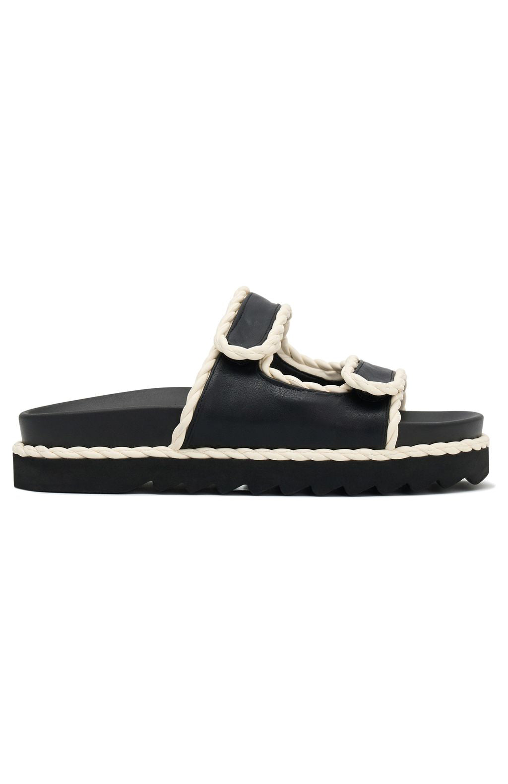 Joe Sandals Black & Cream Adjustable Straps Comfort Sole