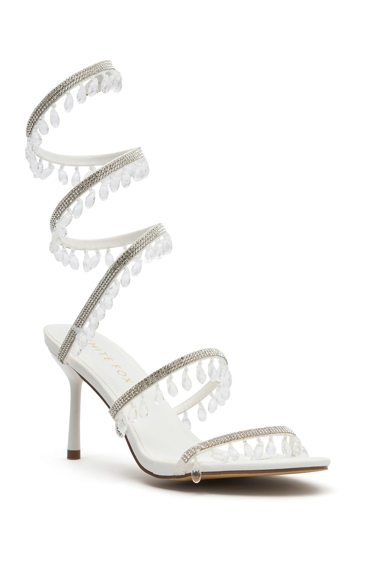 Soliel Crystal Wrap Heels White Clear - 8.5cm Heel