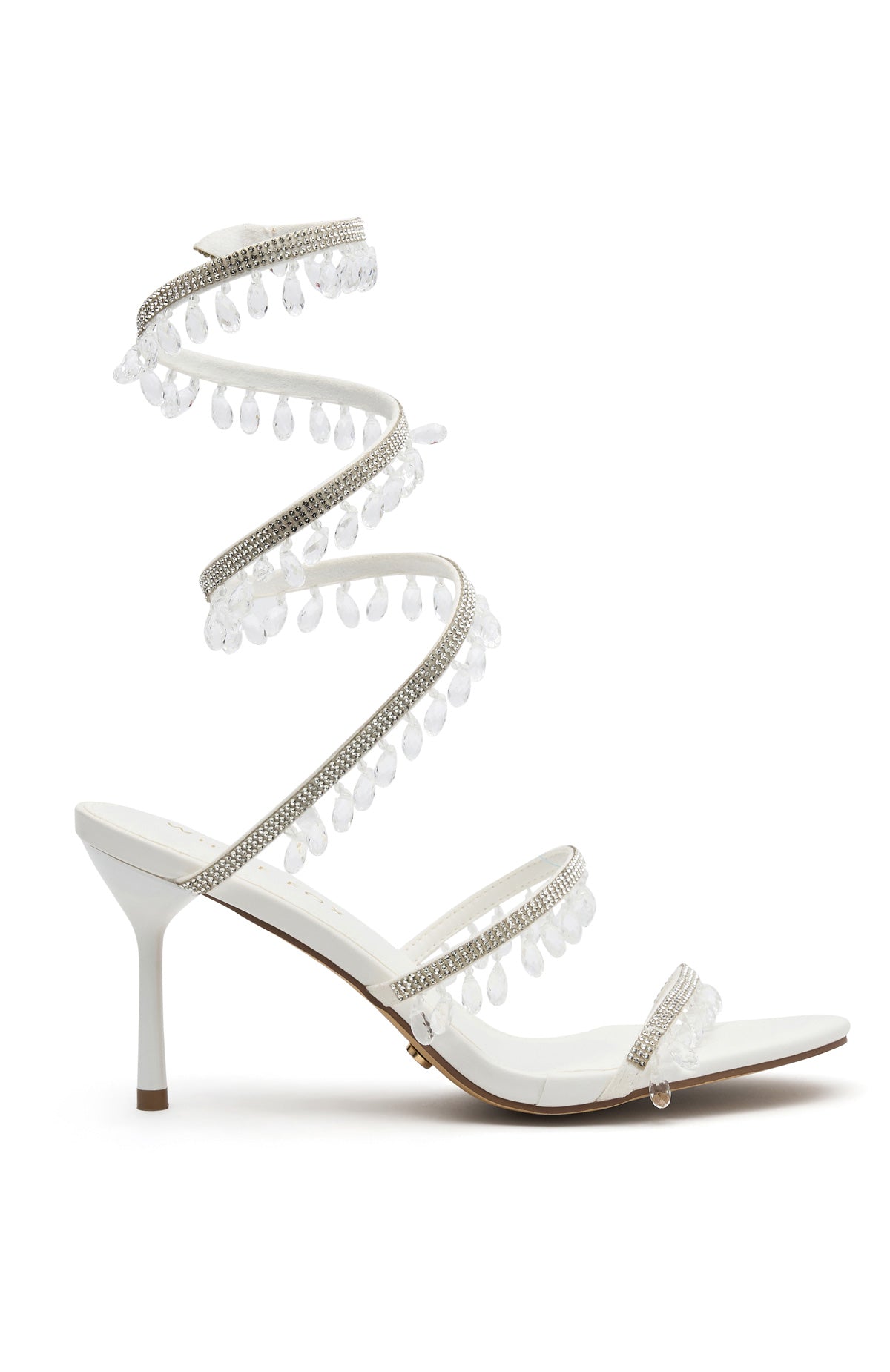 Soliel Crystal Wrap Heels White Clear - 8.5cm Heel