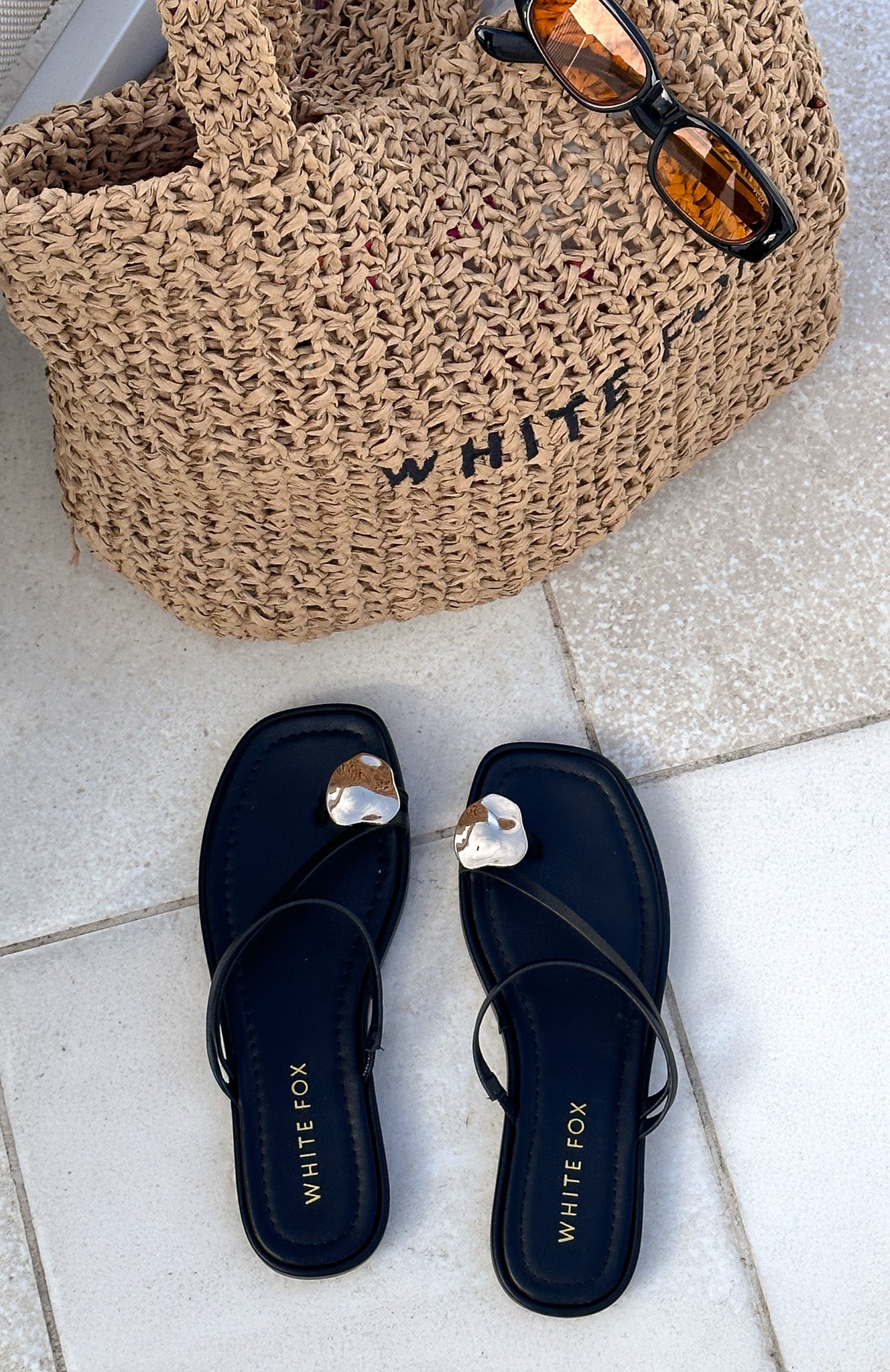 Nicolette Black Square Toe Sandals with Gold Hardware